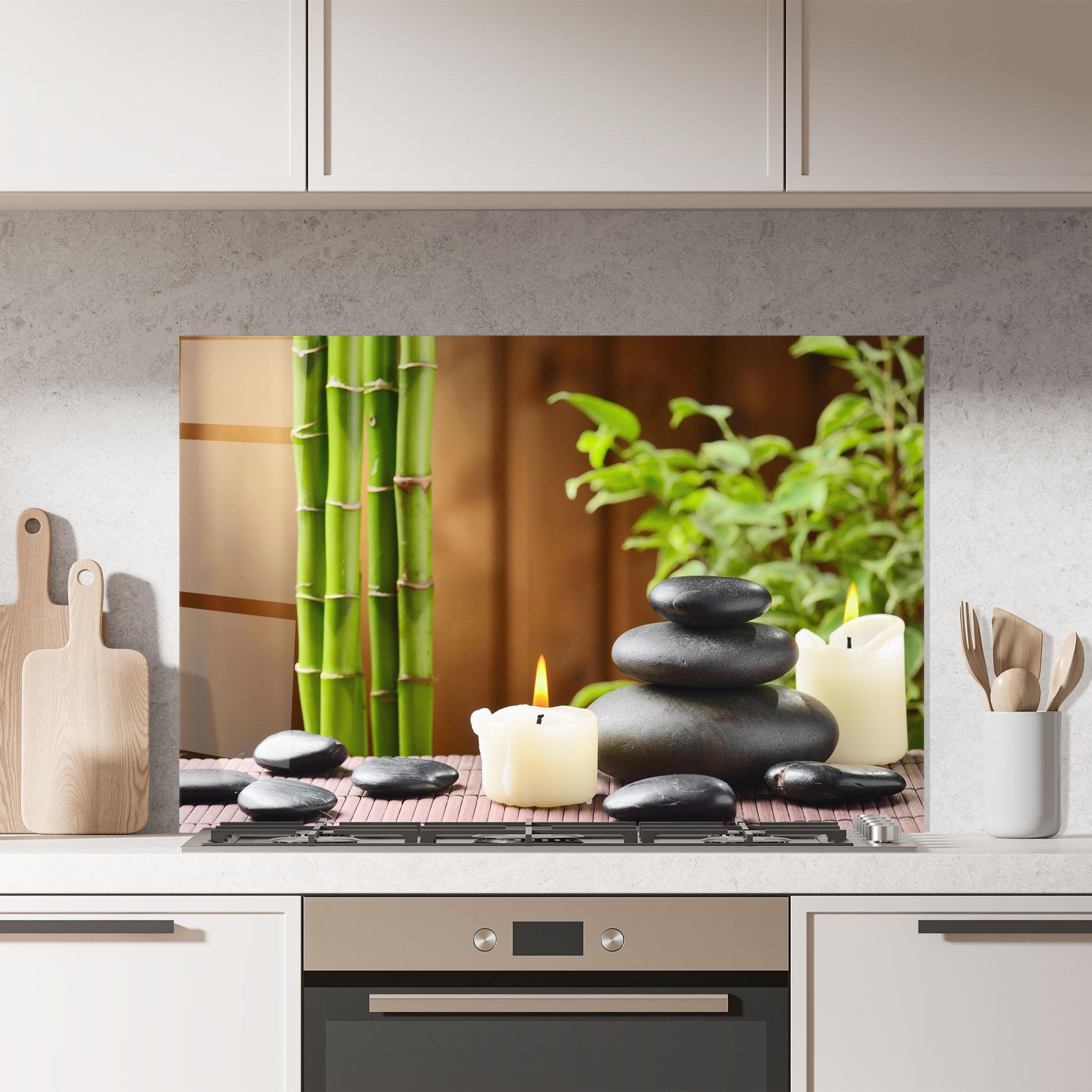 Küchenrückwand Glas Spa Rocks mockup 7