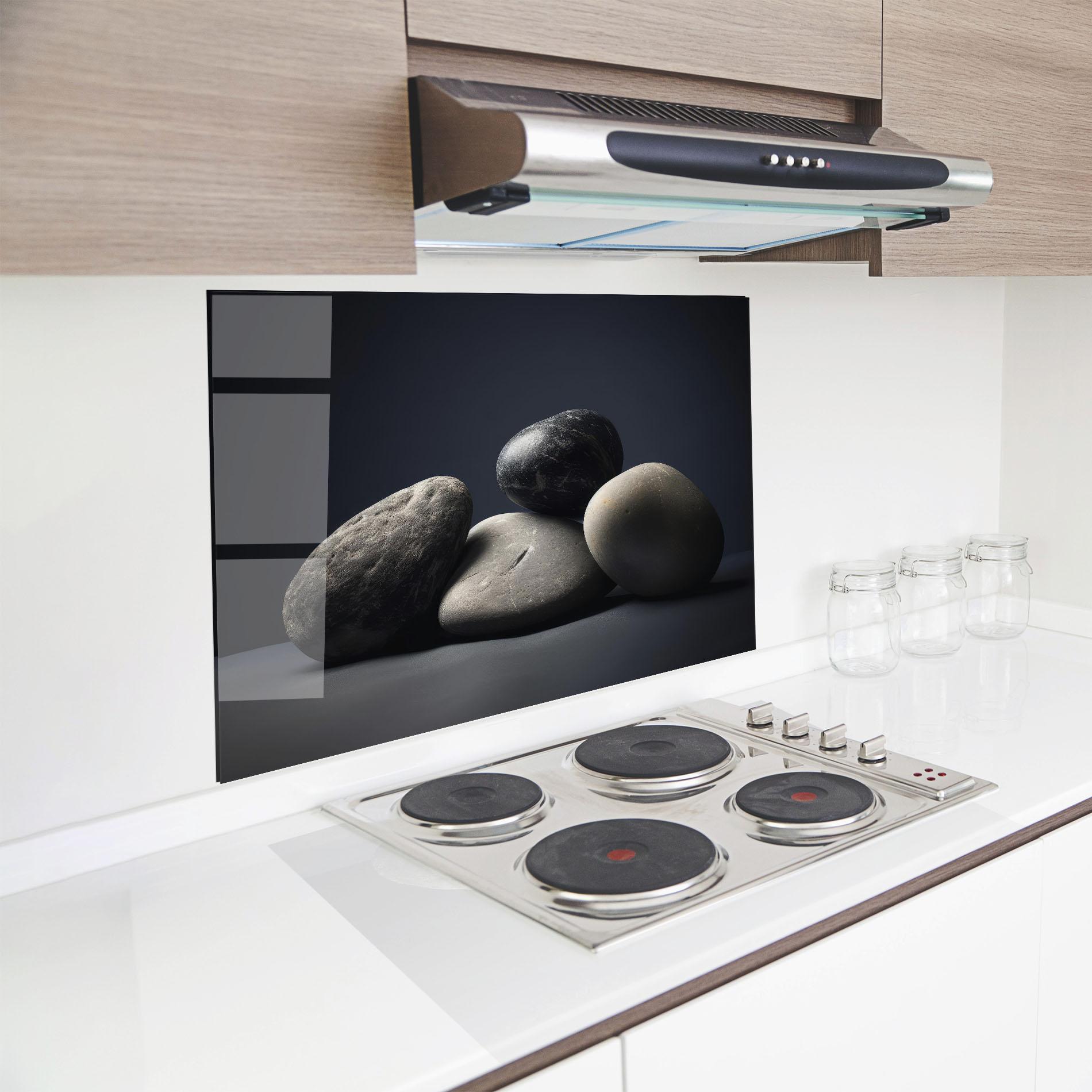 Küchenrückwand Glas Grey Stone mockup 8