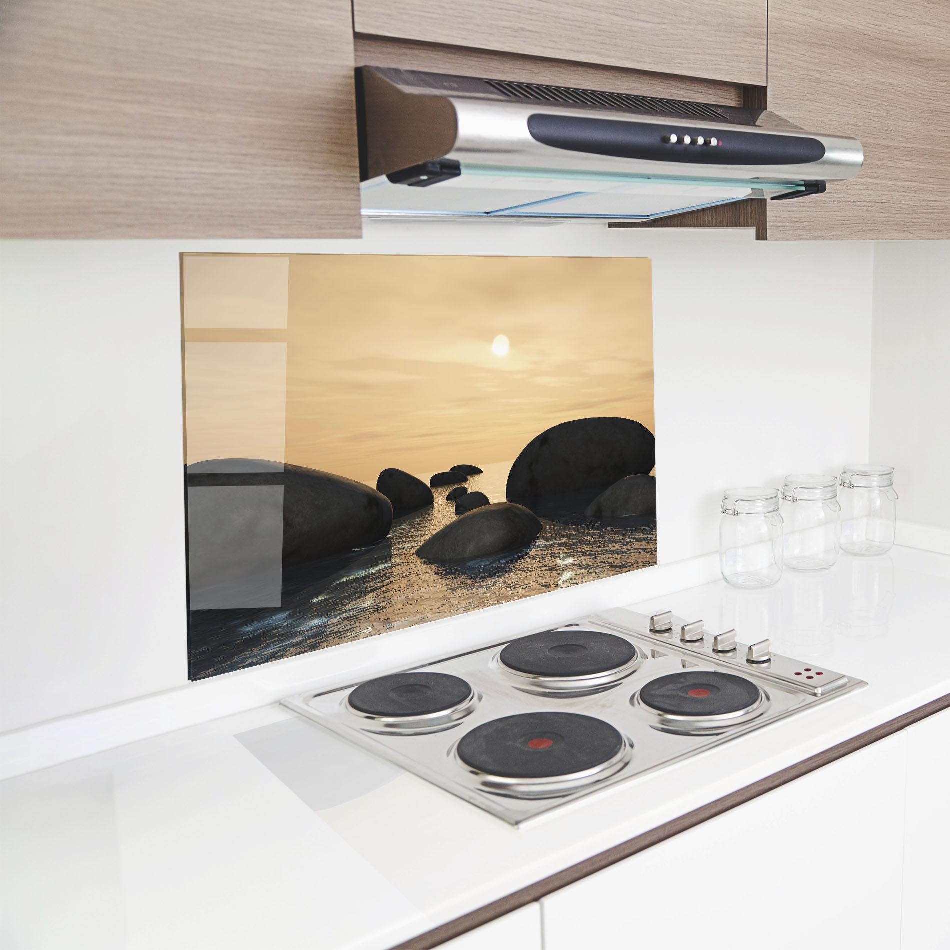 Küchenrückwand Glas Peace Rock mockup 8