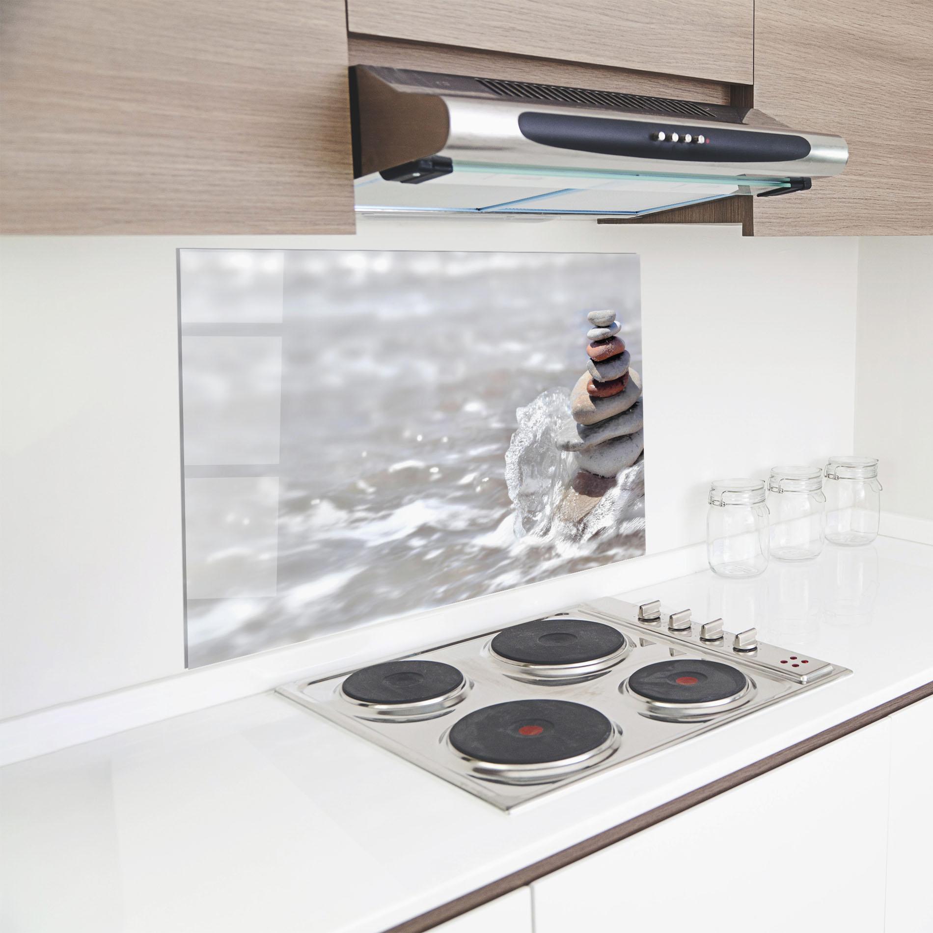 Küchenrückwand Glas Pebbles Balance Sea mockup 8