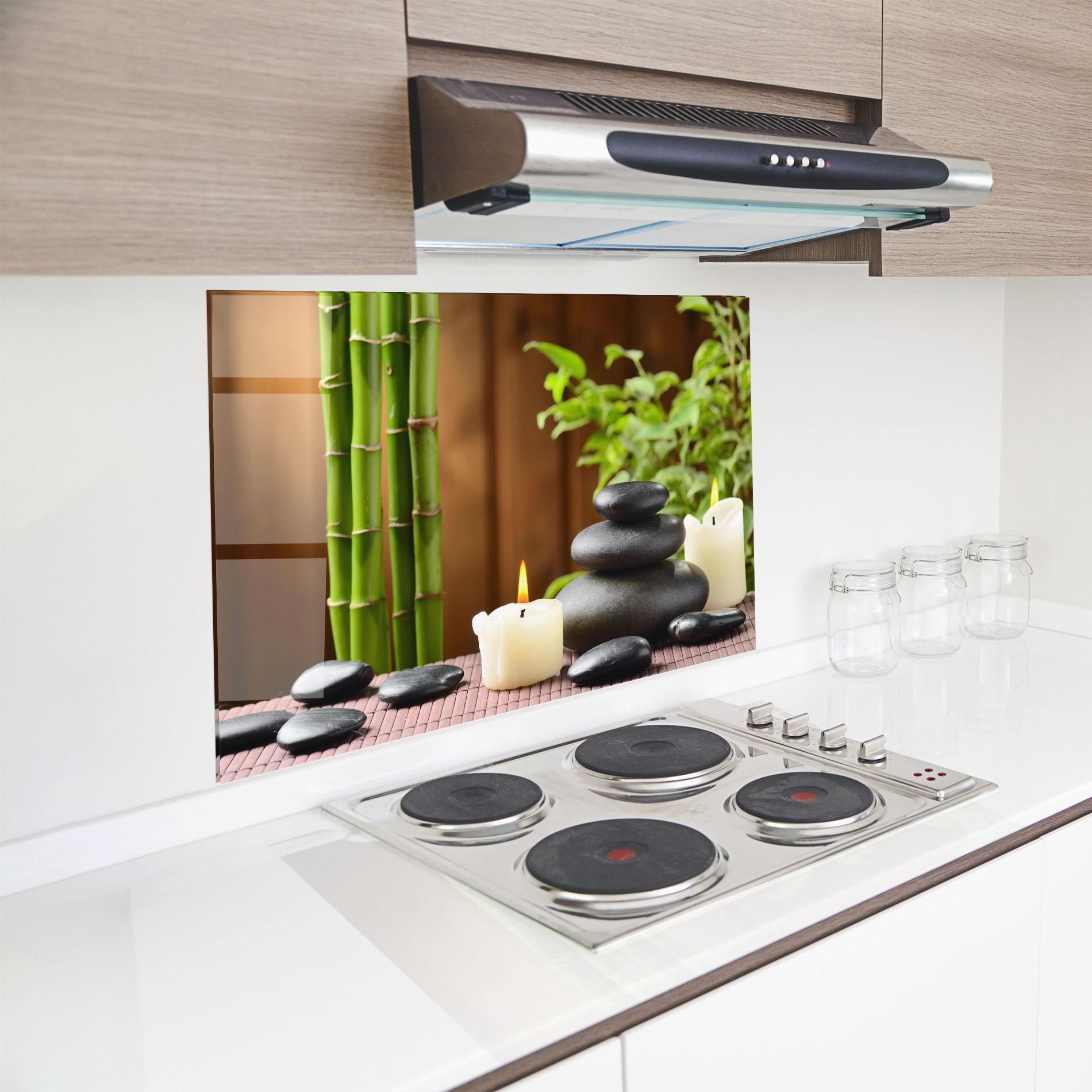 Küchenrückwand Glas Spa Rocks mockup 8