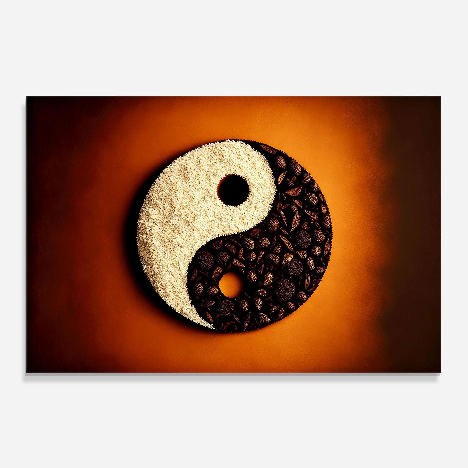 Küchenrückwand Glas Coffee Yinyang mockup 0