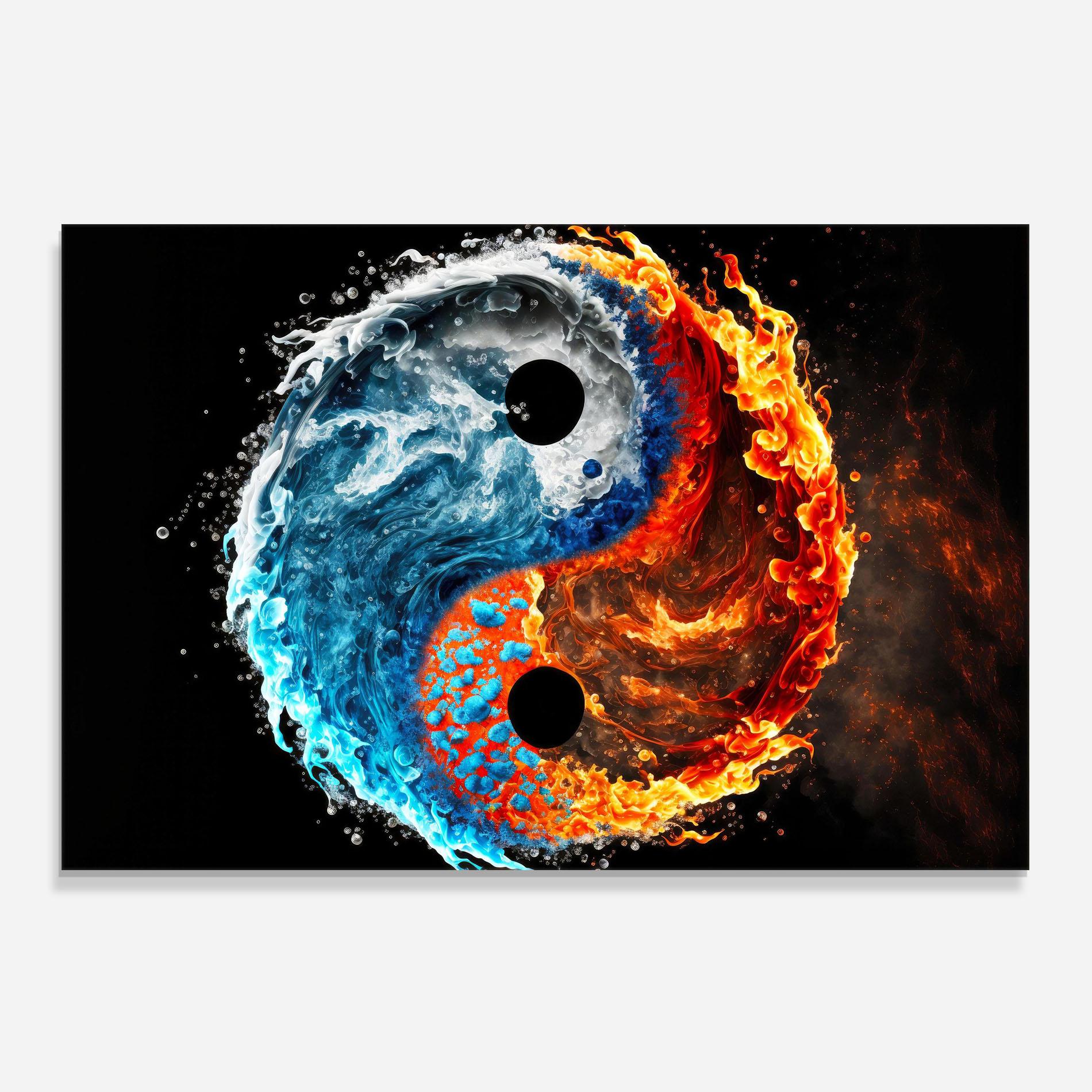 Küchenrückwand Glas Fire Water Yin Yang mockup 0