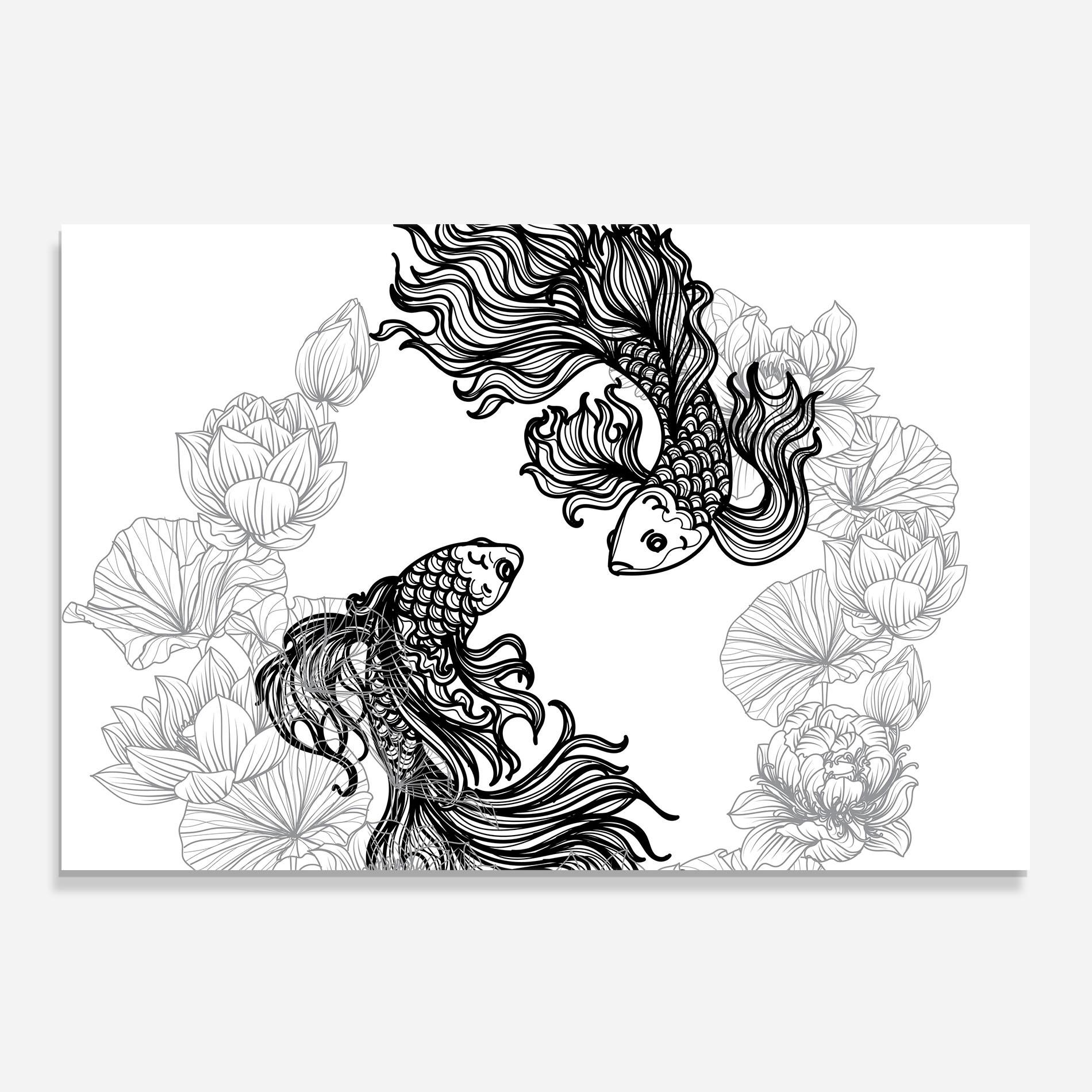 Küchenrückwand Glas Fish Yinyang mockup 0