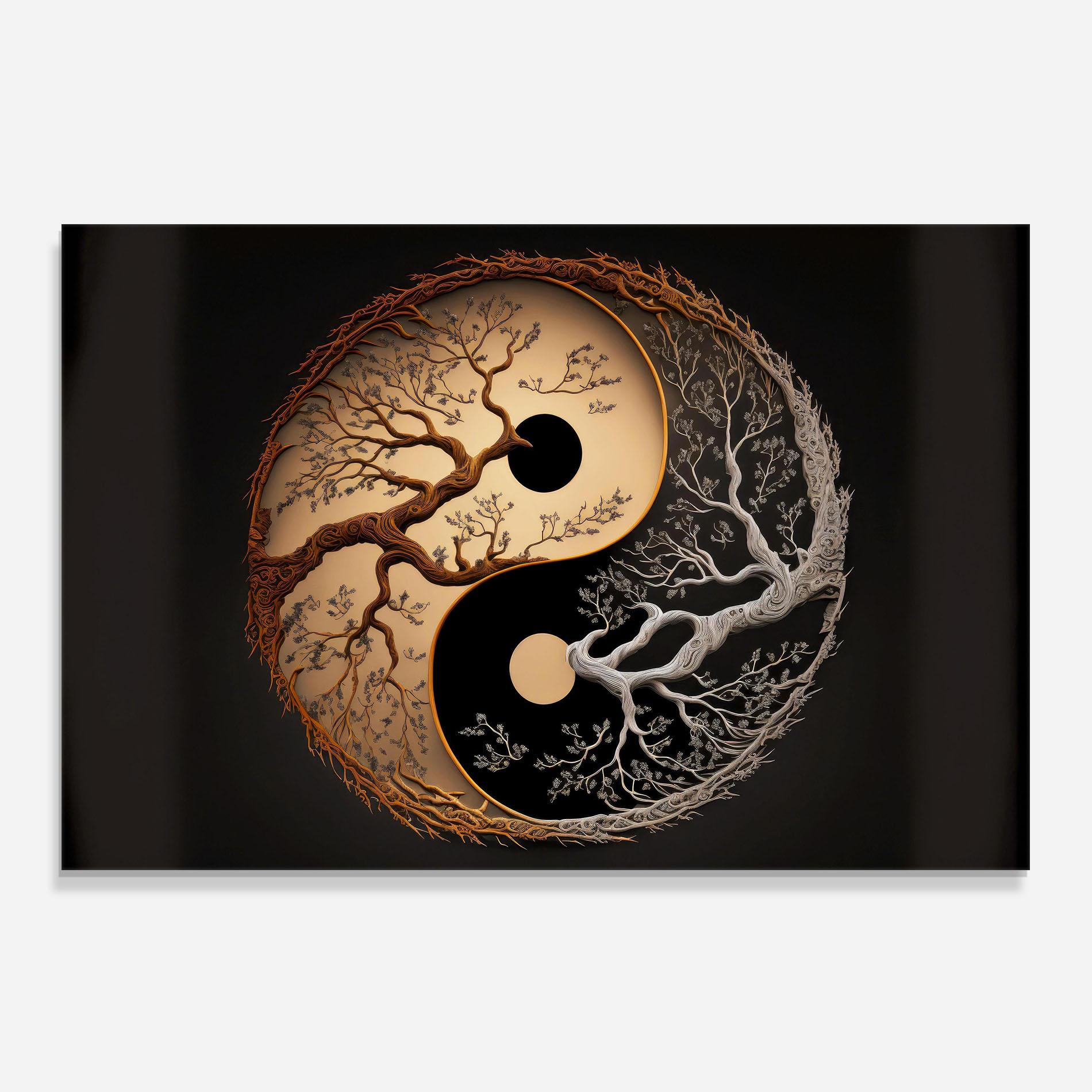 Küchenrückwand Glas Old Tree Yinyang mockup 0
