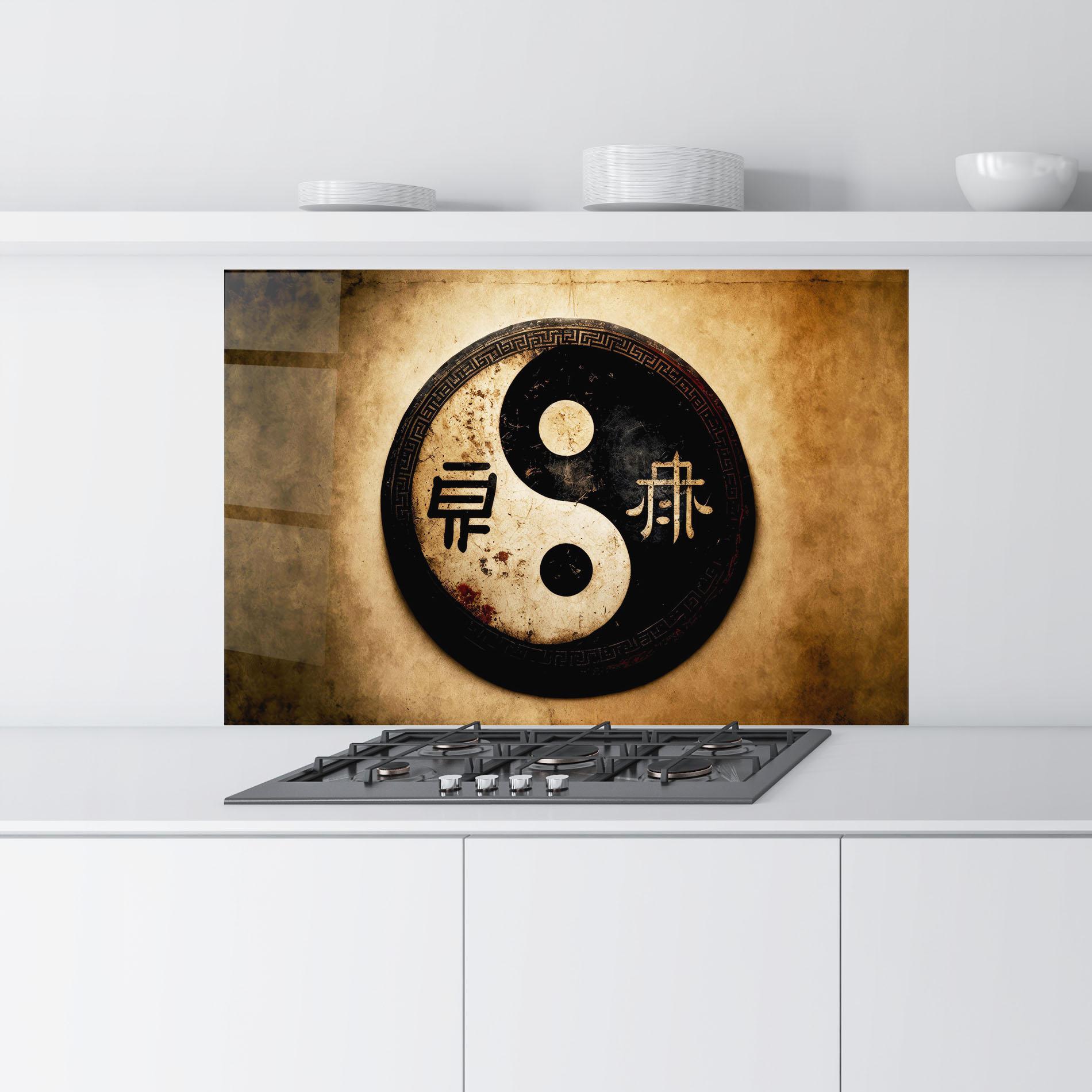 Küchenrückwand Glas Chinese Yinyang mockup 9