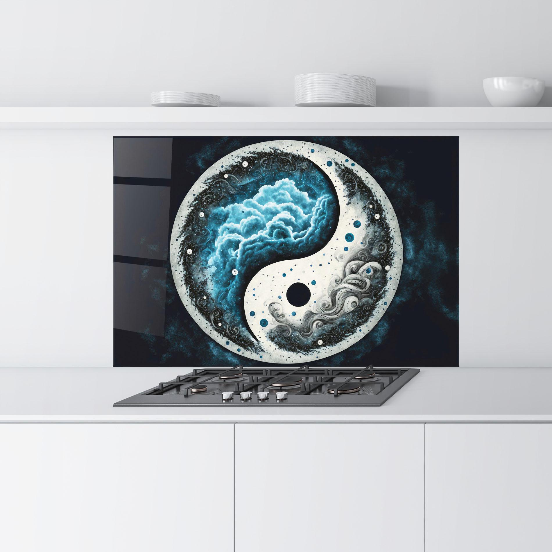 Küchenrückwand Glas Cloudy Yinyang mockup 9
