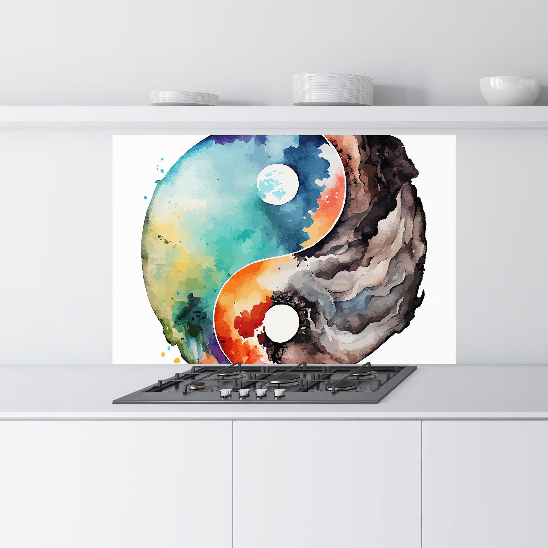 Küchenrückwand Glas Earth Yinyang Art mockup 9