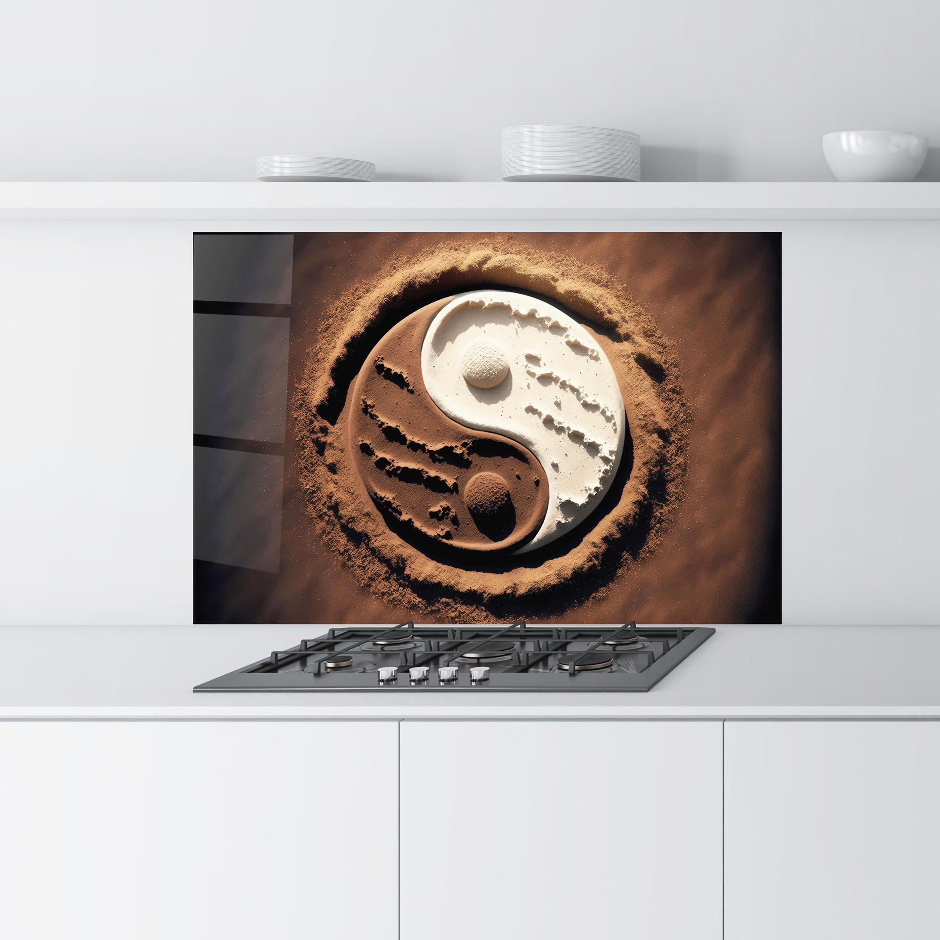 Küchenrückwand Glas Earth Yinyang mockup 9