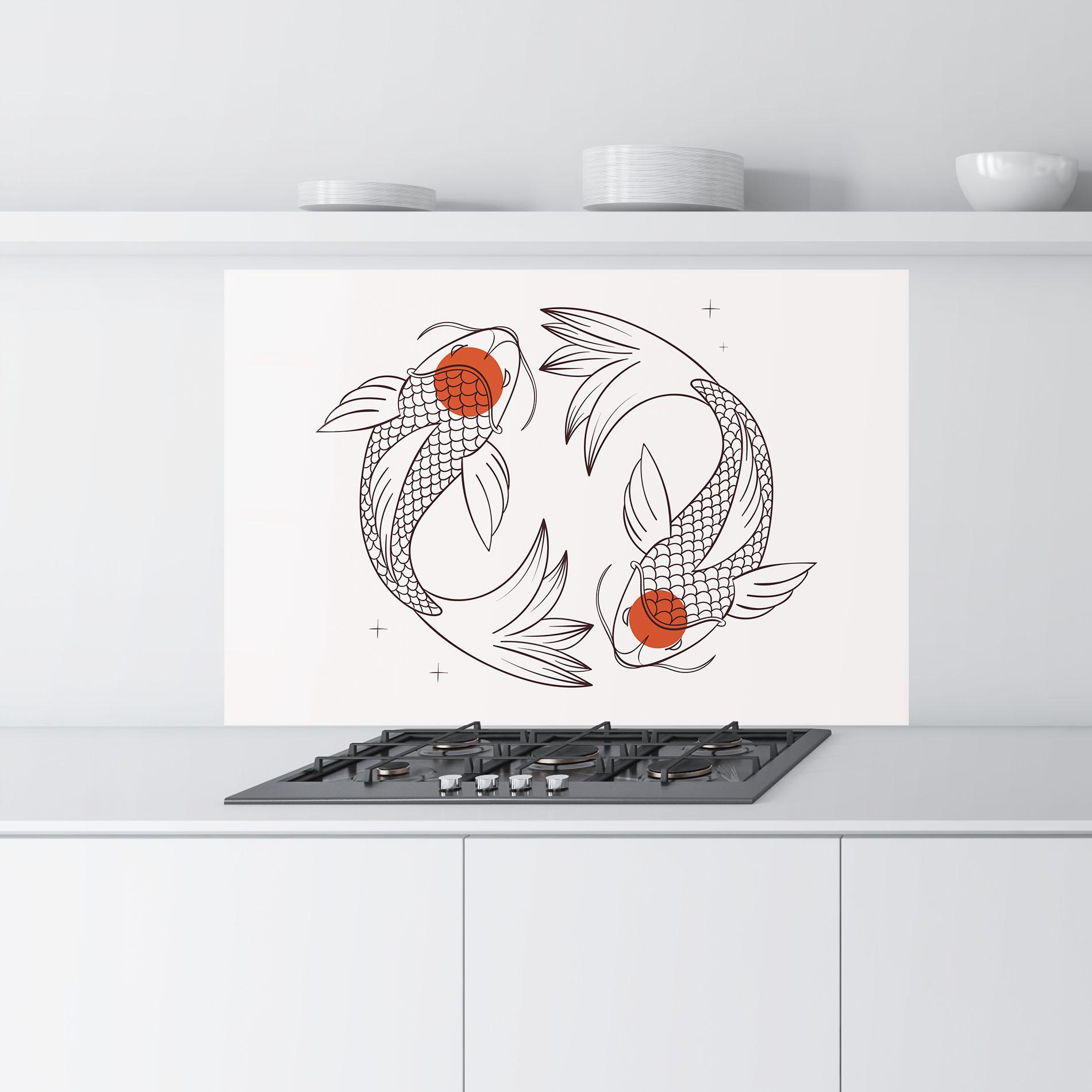 Küchenrückwand Glas Koi Yinyang Art mockup 9