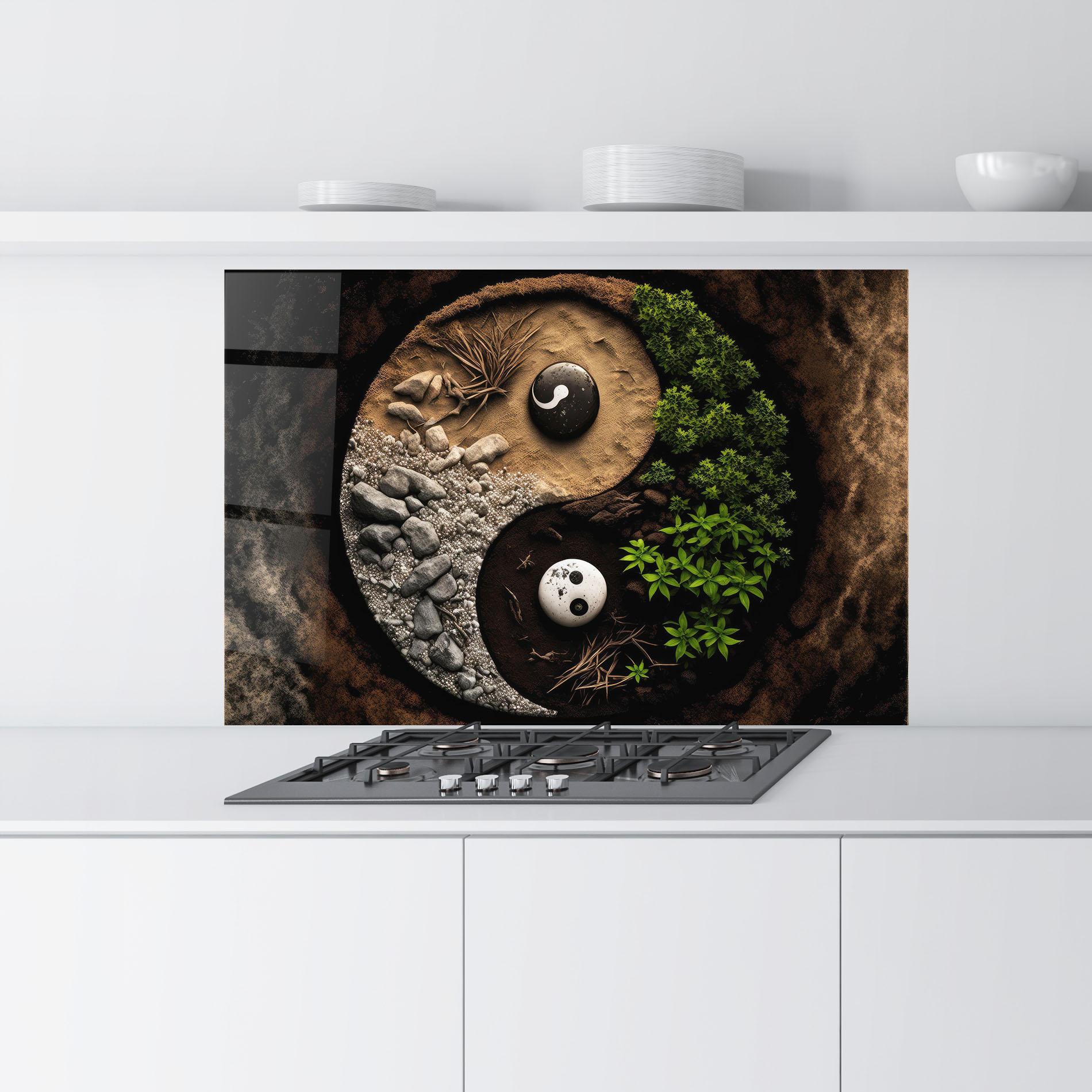 Küchenrückwand Glas Nature Yinyang mockup 9