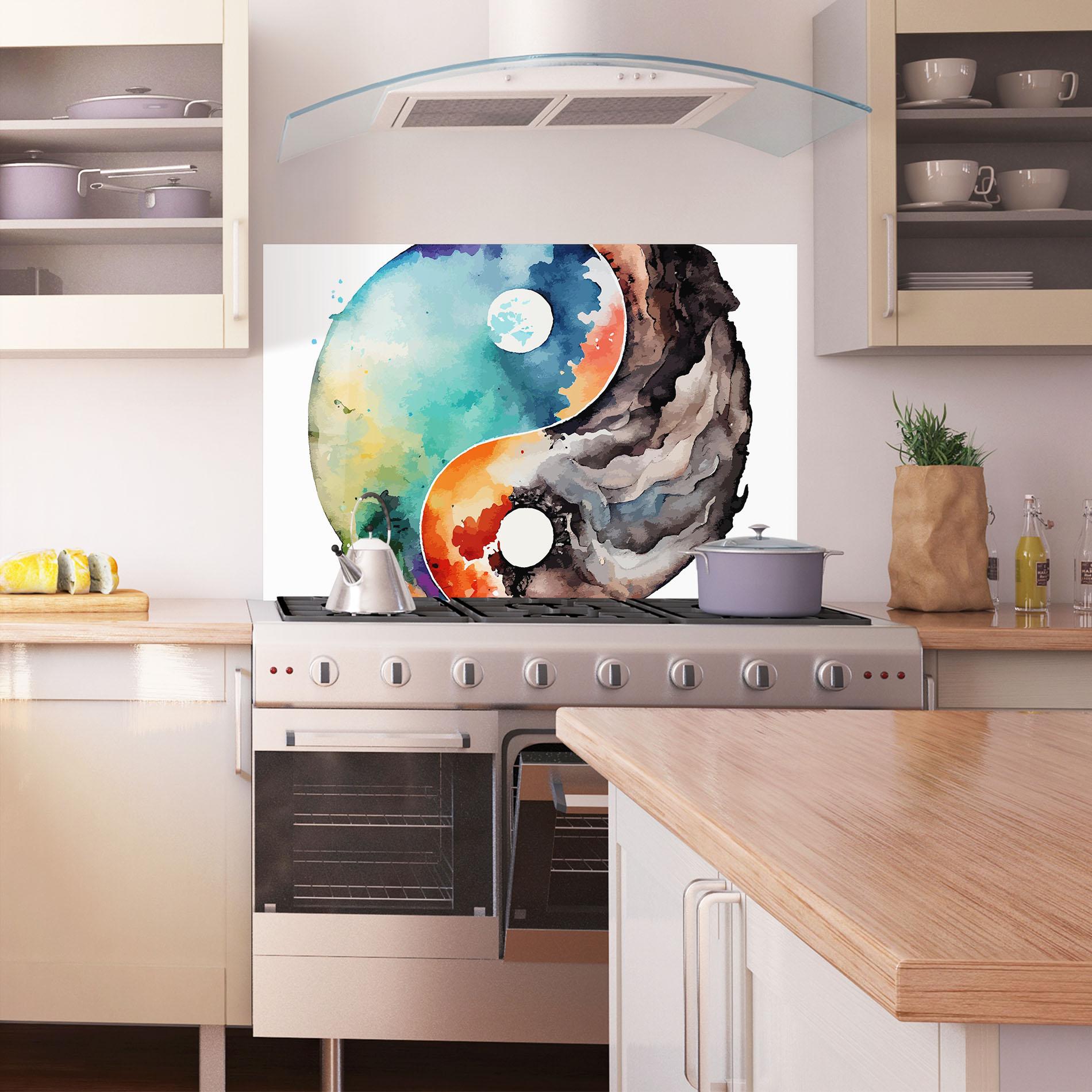 Küchenrückwand Glas Earth Yinyang Art mockup 1