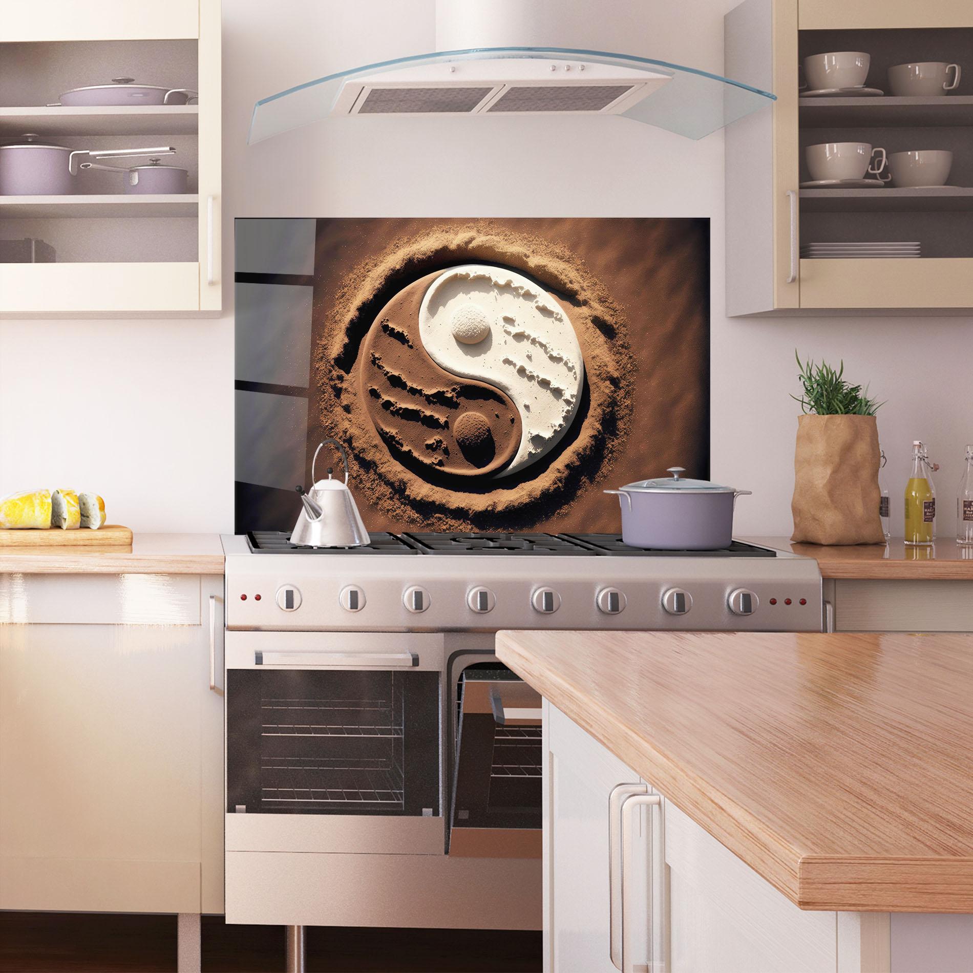 Küchenrückwand Glas Earth Yinyang mockup 1