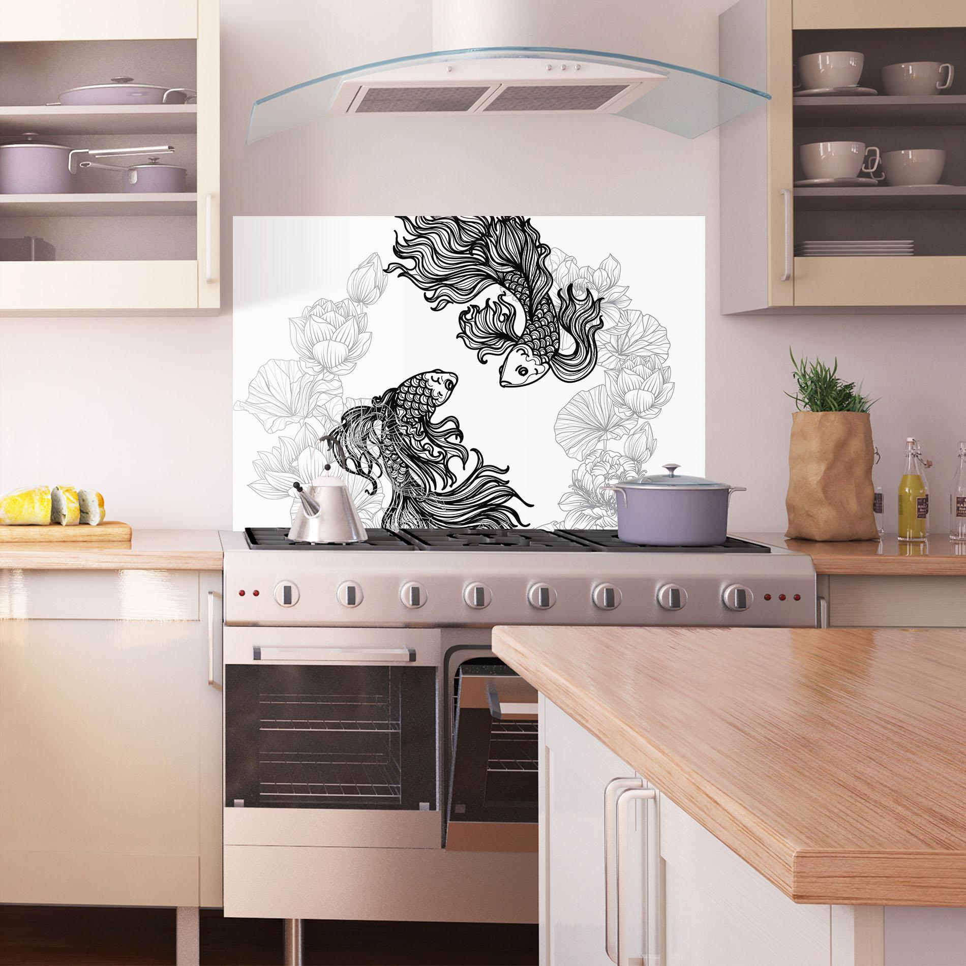 Küchenrückwand Glas Fish Yinyang mockup 1