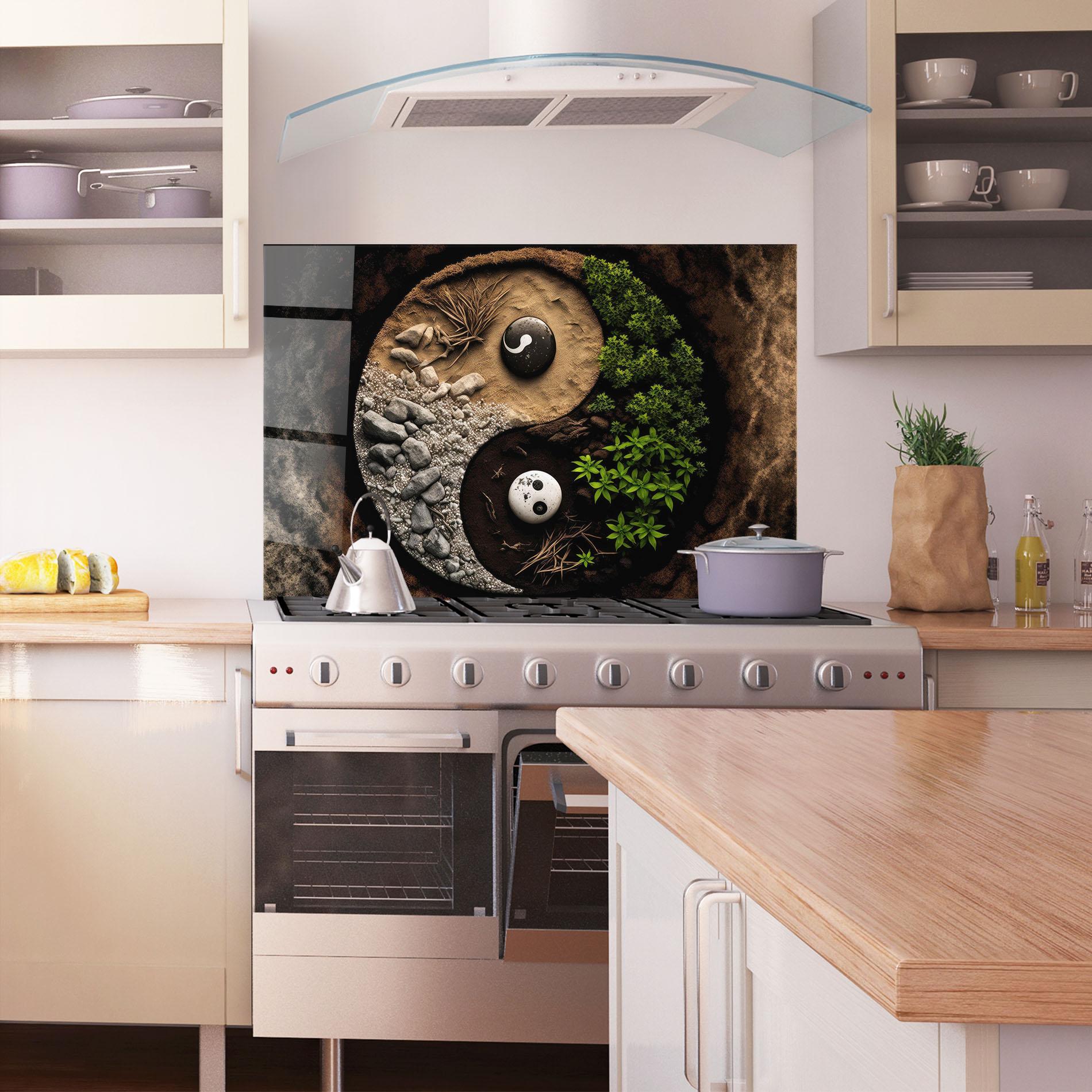 Küchenrückwand Glas Nature Yinyang mockup 1
