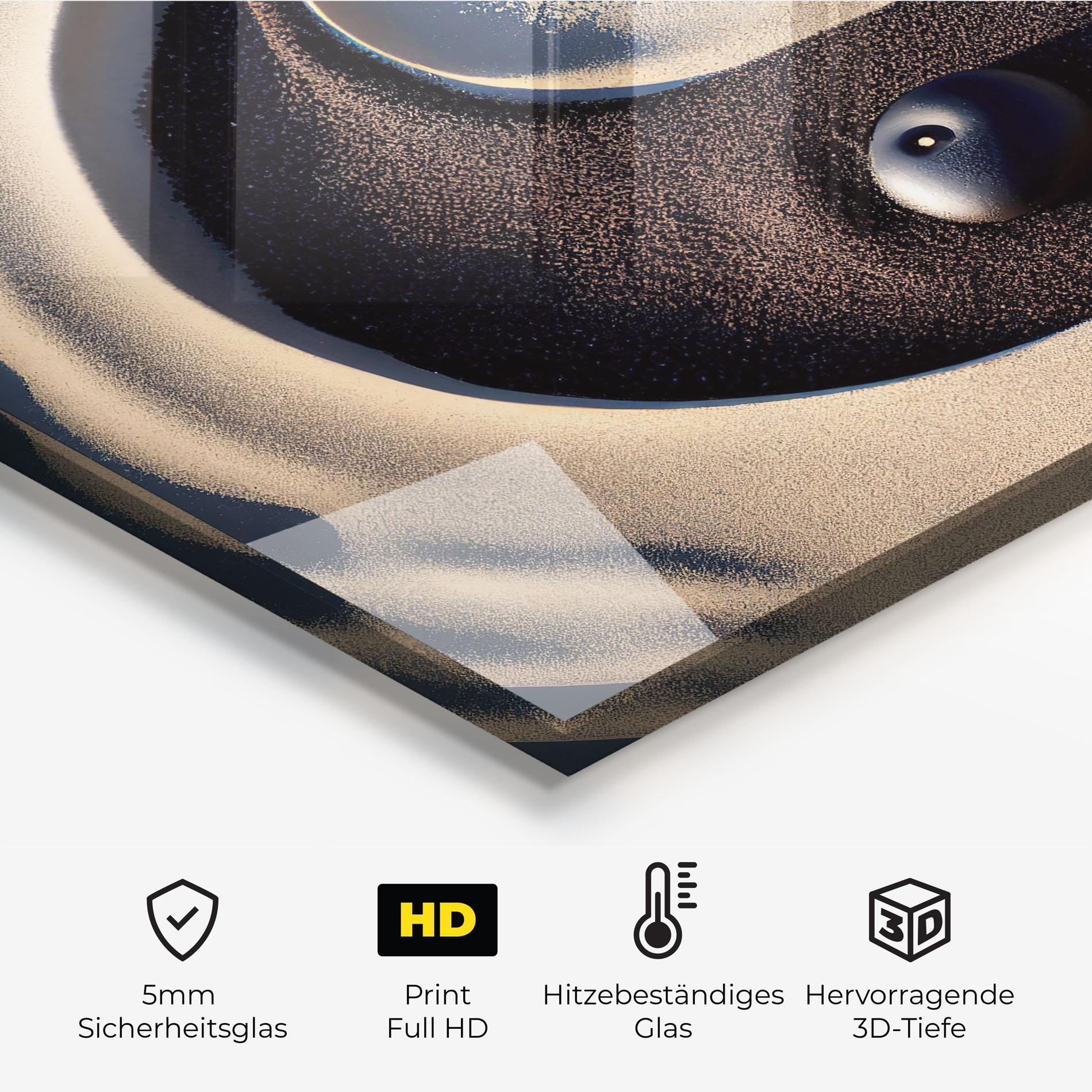 Küchenrückwand Glas Black Sand Yinyang mockup 2