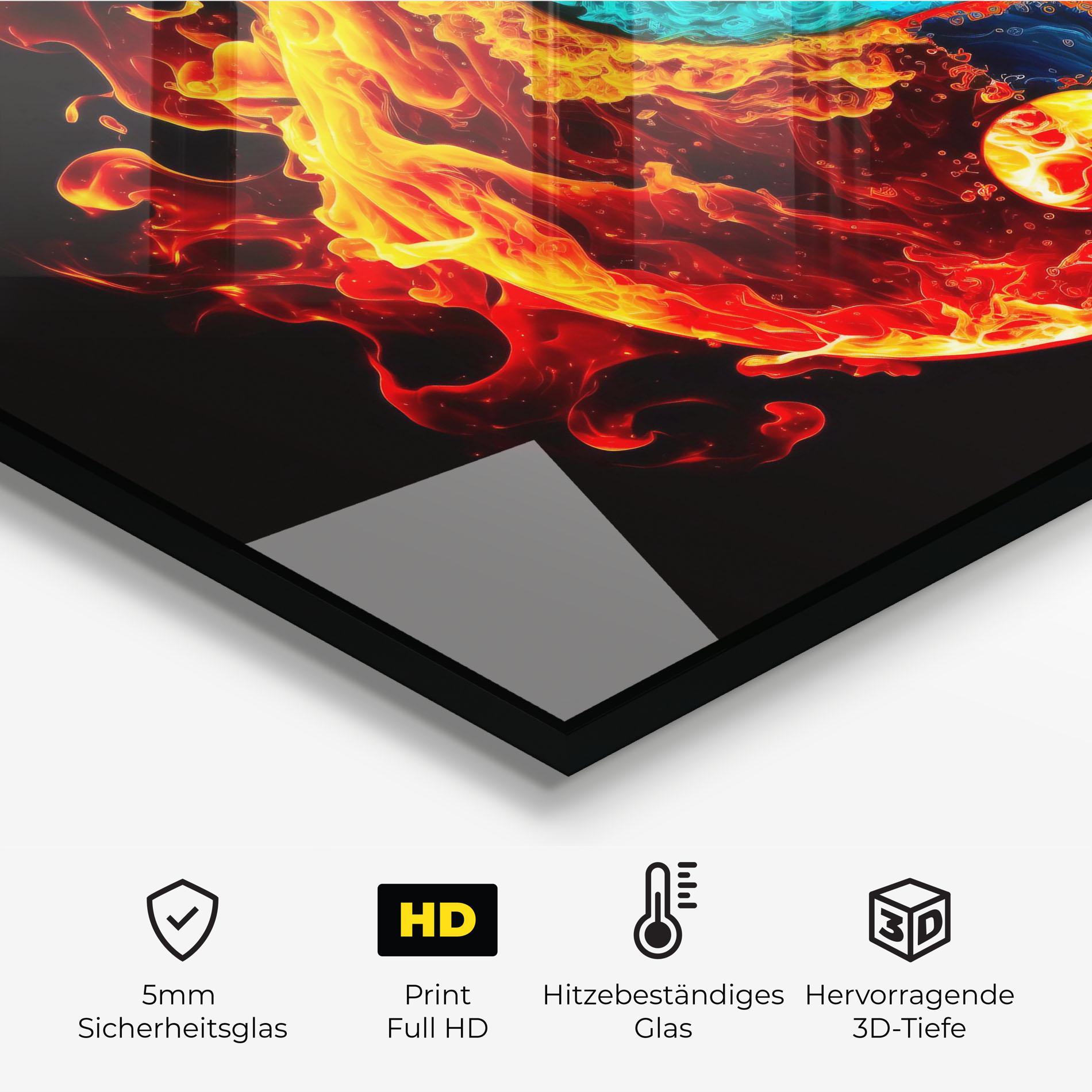 Küchenrückwand Glas Blue Smoke Yinyang mockup 2