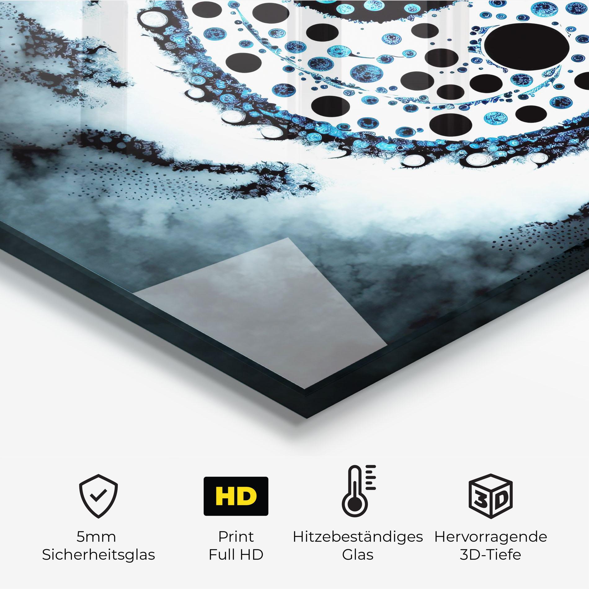 Küchenrückwand Glas Blue White Yinyang mockup 2