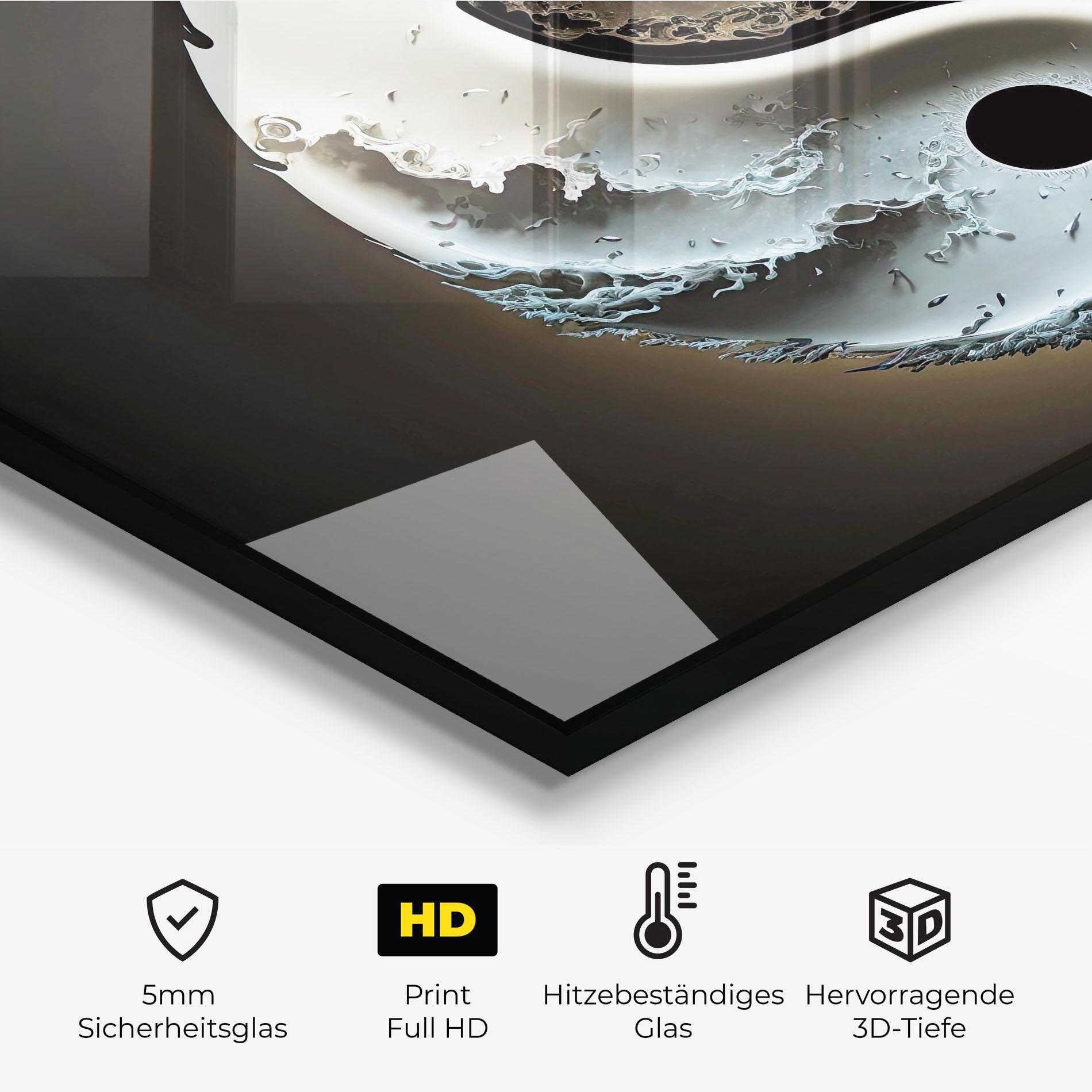 Küchenrückwand Glas Brown Smoke Yinyang mockup 2