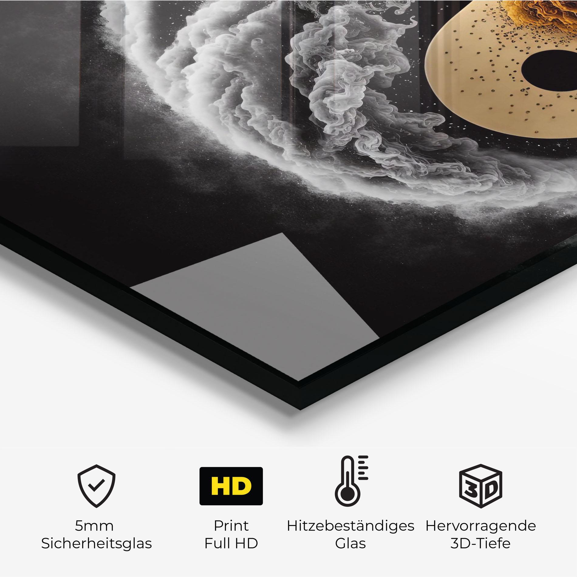 Küchenrückwand Glas Cream Smoke Yinyang mockup 2