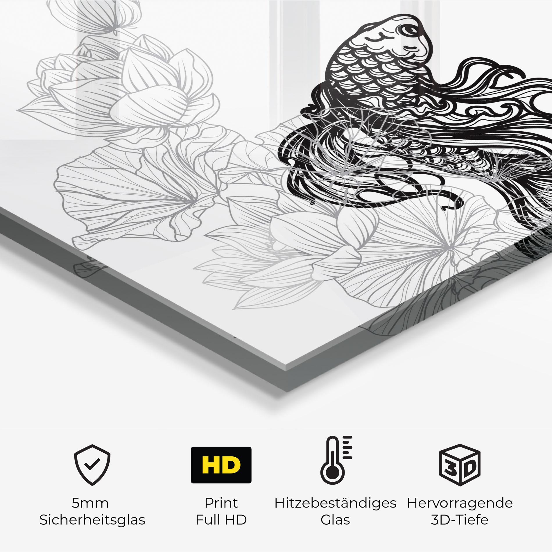 Küchenrückwand Glas Fish Yinyang mockup 2