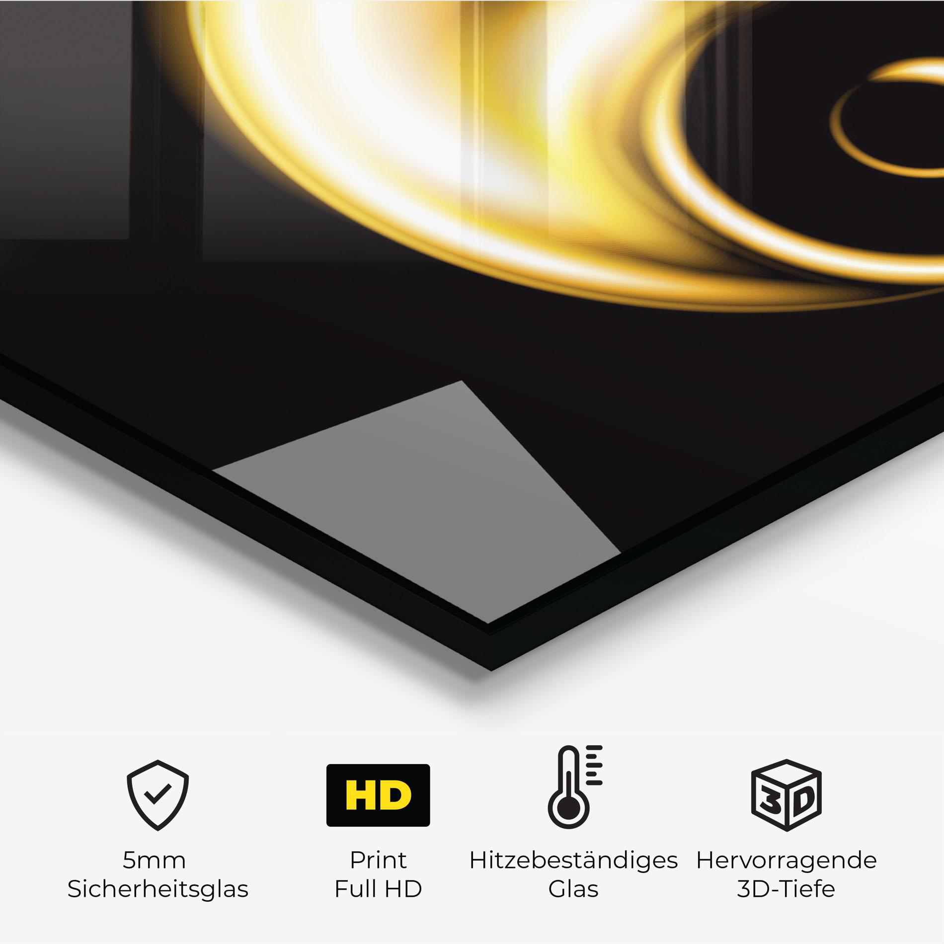 Küchenrückwand Glas Gold Yinyang mockup 2