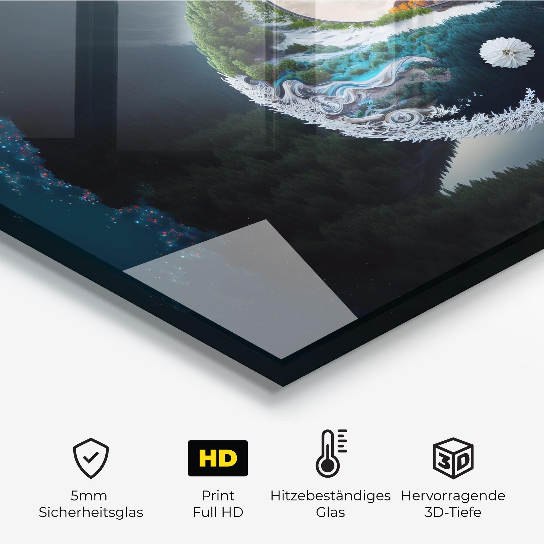 Küchenrückwand Glas Mountain Yinyang mockup 2