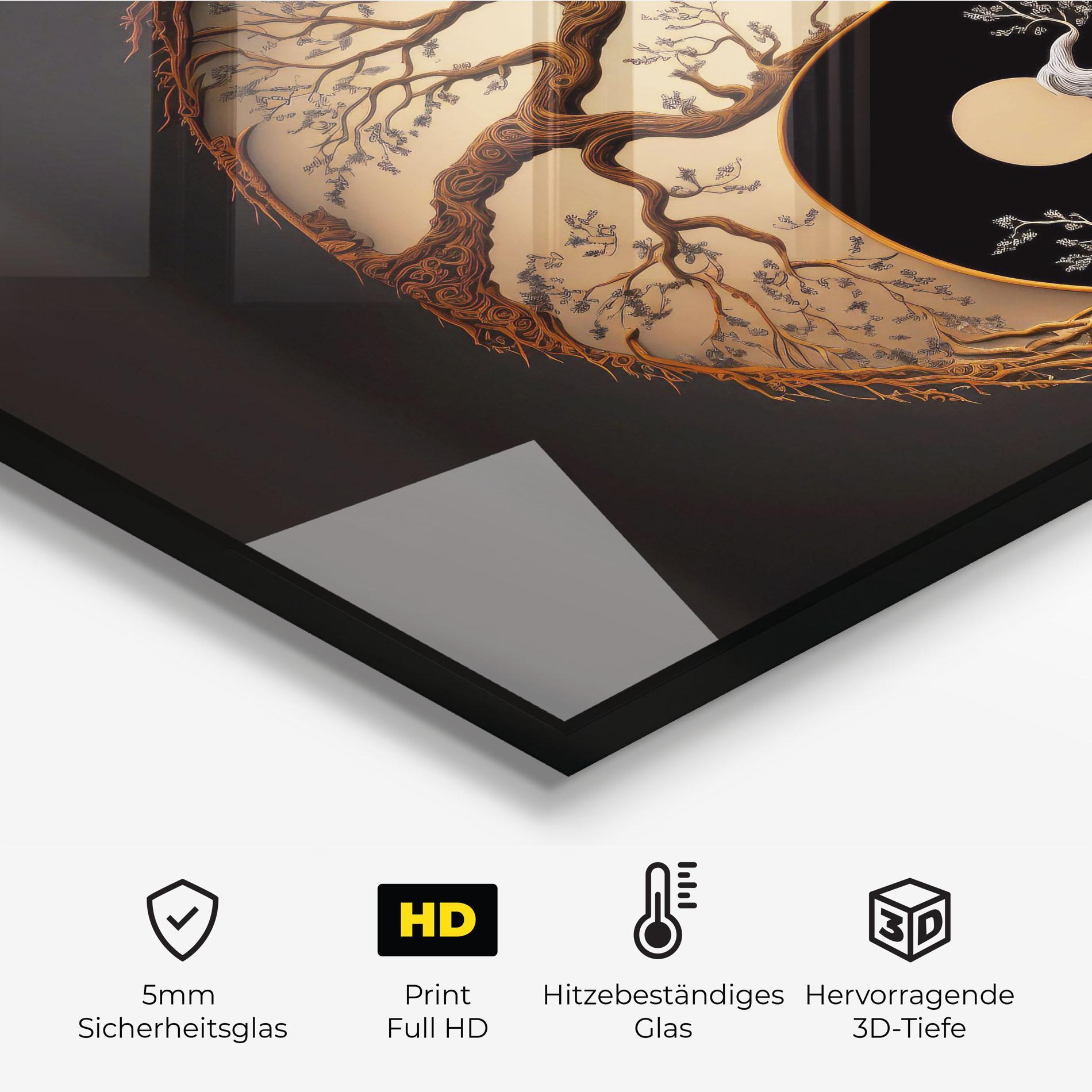 Küchenrückwand Glas Old Tree Yinyang mockup 2