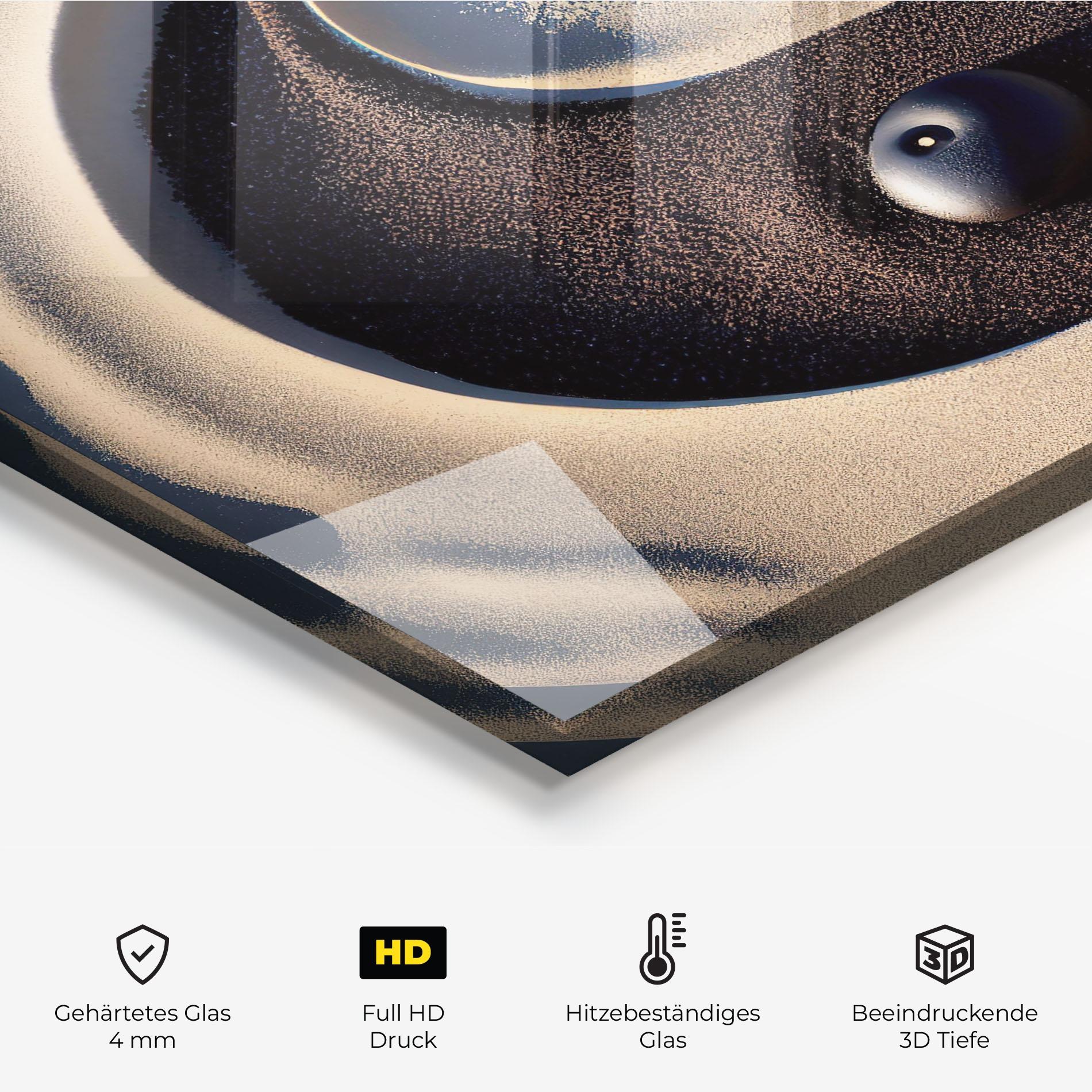 Küchenrückwand Glas Black Sand Yinyang mockup 2