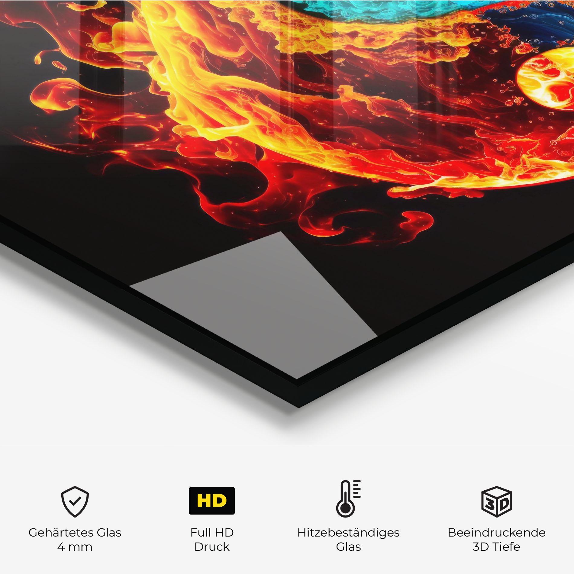 Küchenrückwand Glas Blue Smoke Yinyang mockup 2