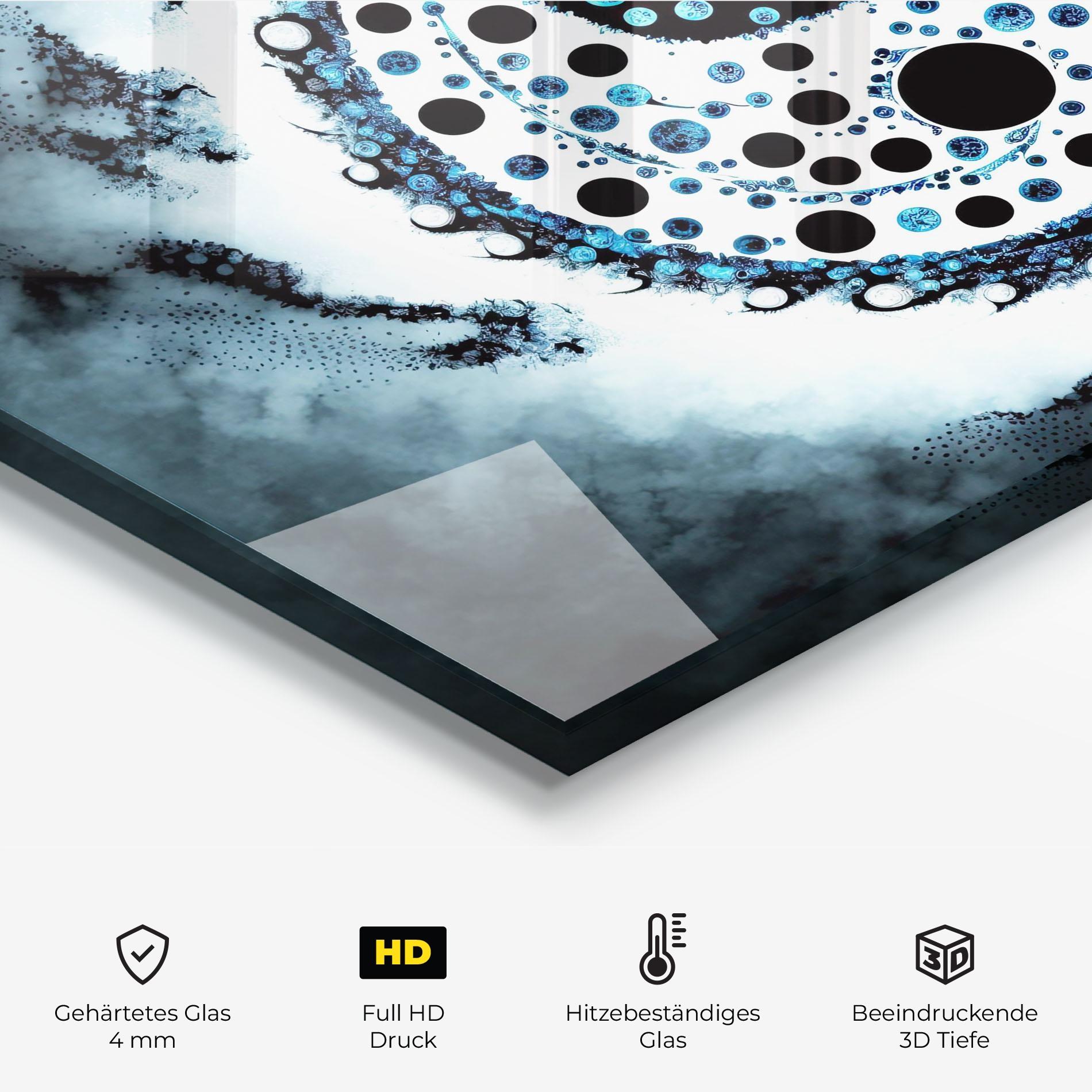 Küchenrückwand Glas Blue White Yinyang mockup 2