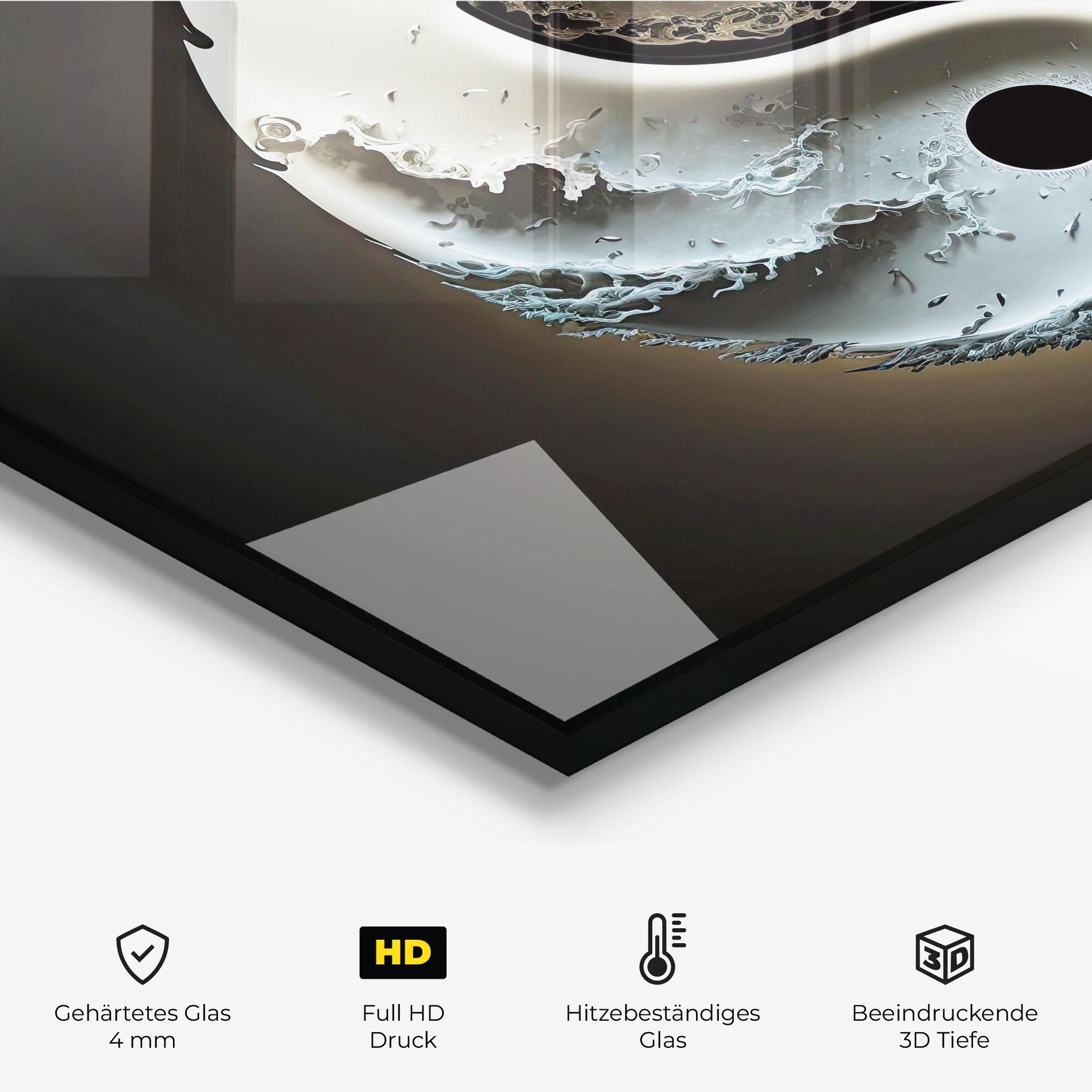 Küchenrückwand Glas Brown Smoke Yinyang mockup 2