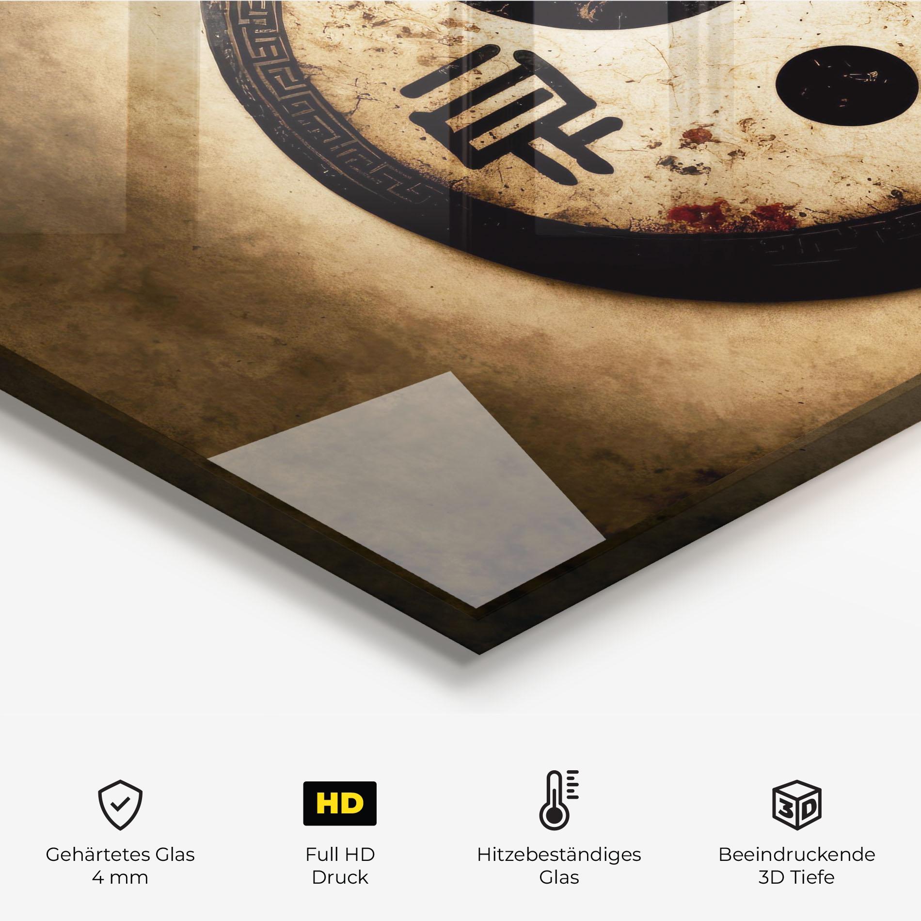 Küchenrückwand Glas Chinese Yinyang mockup 2