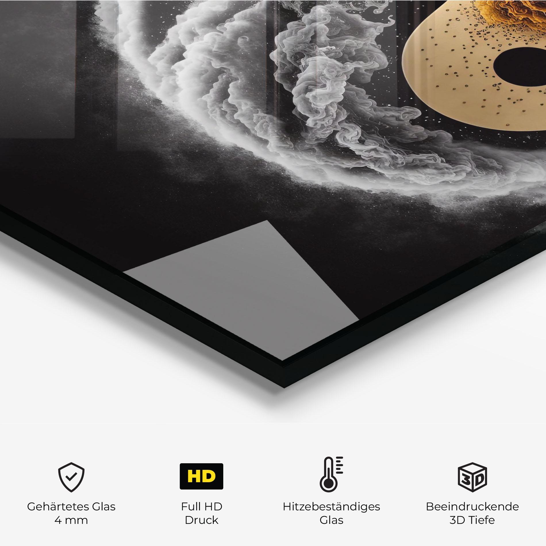 Küchenrückwand Glas Cream Smoke Yinyang mockup 2