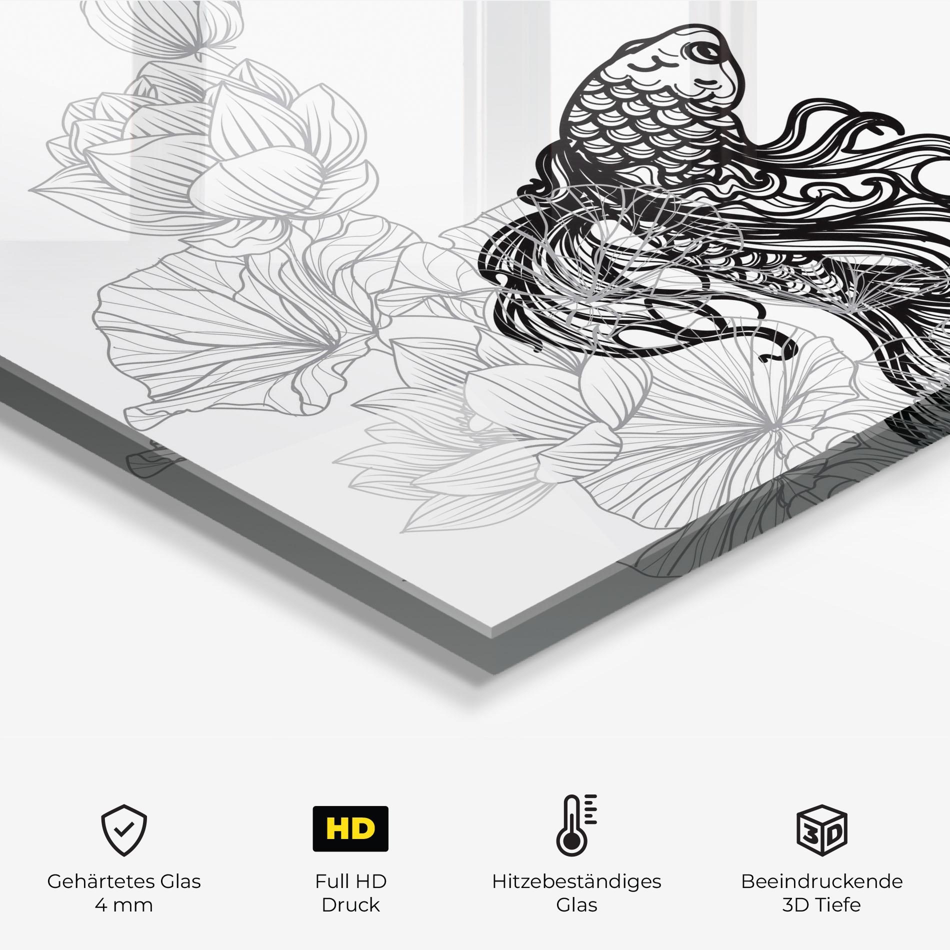 Küchenrückwand Glas Fish Yinyang mockup 2