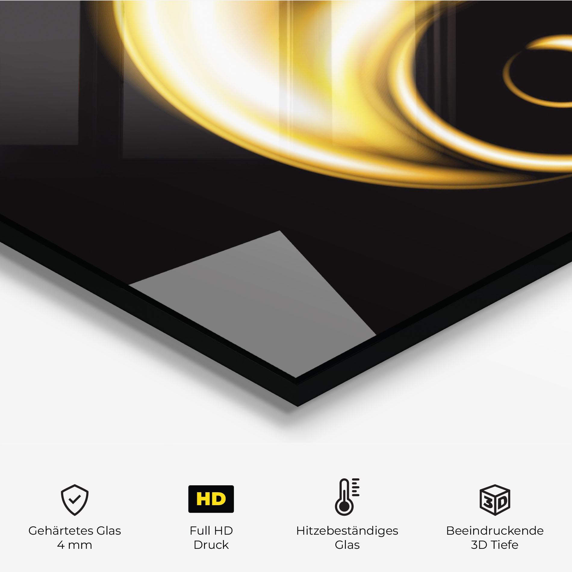 Küchenrückwand Glas Gold Yinyang mockup 2