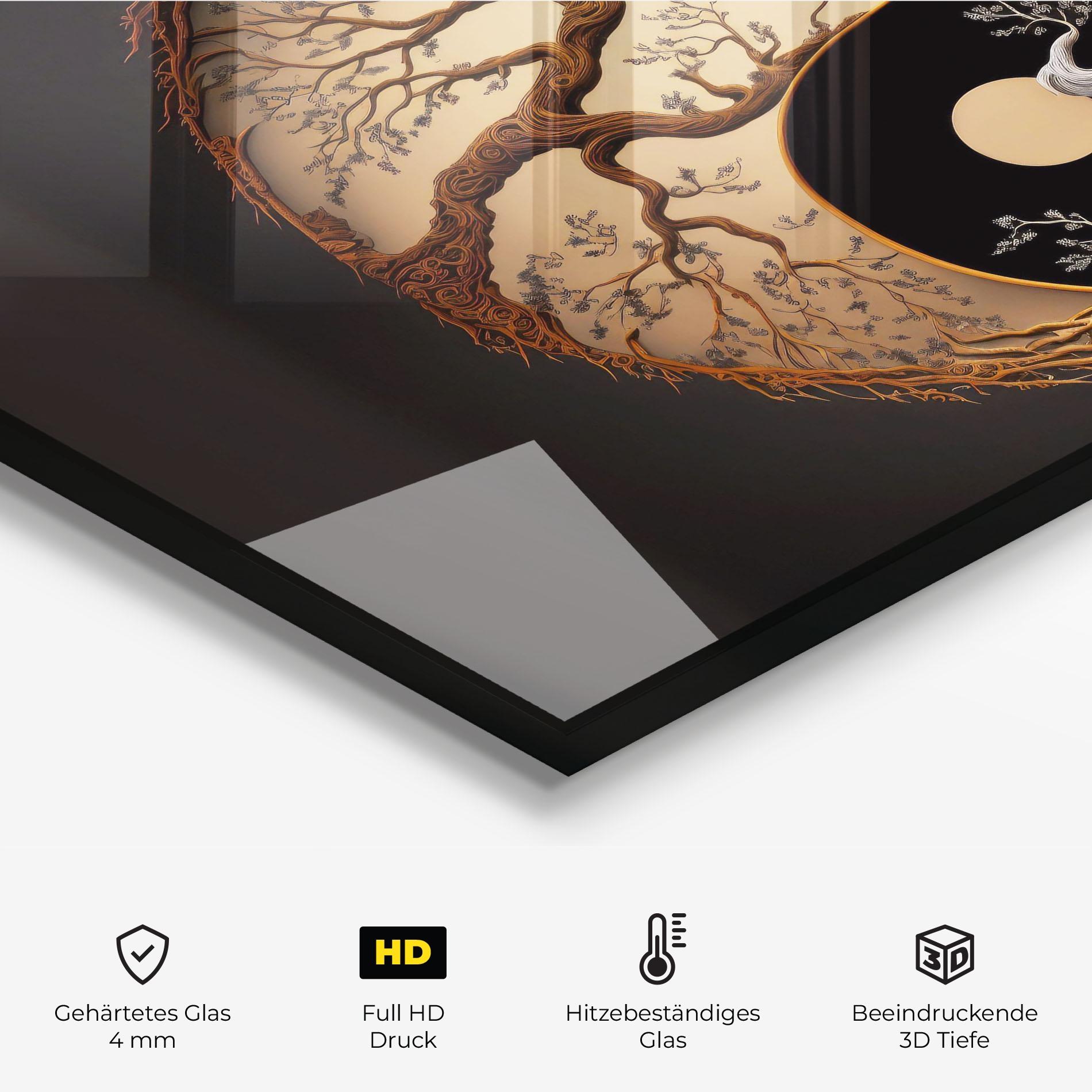 Küchenrückwand Glas Old Tree Yinyang mockup 2