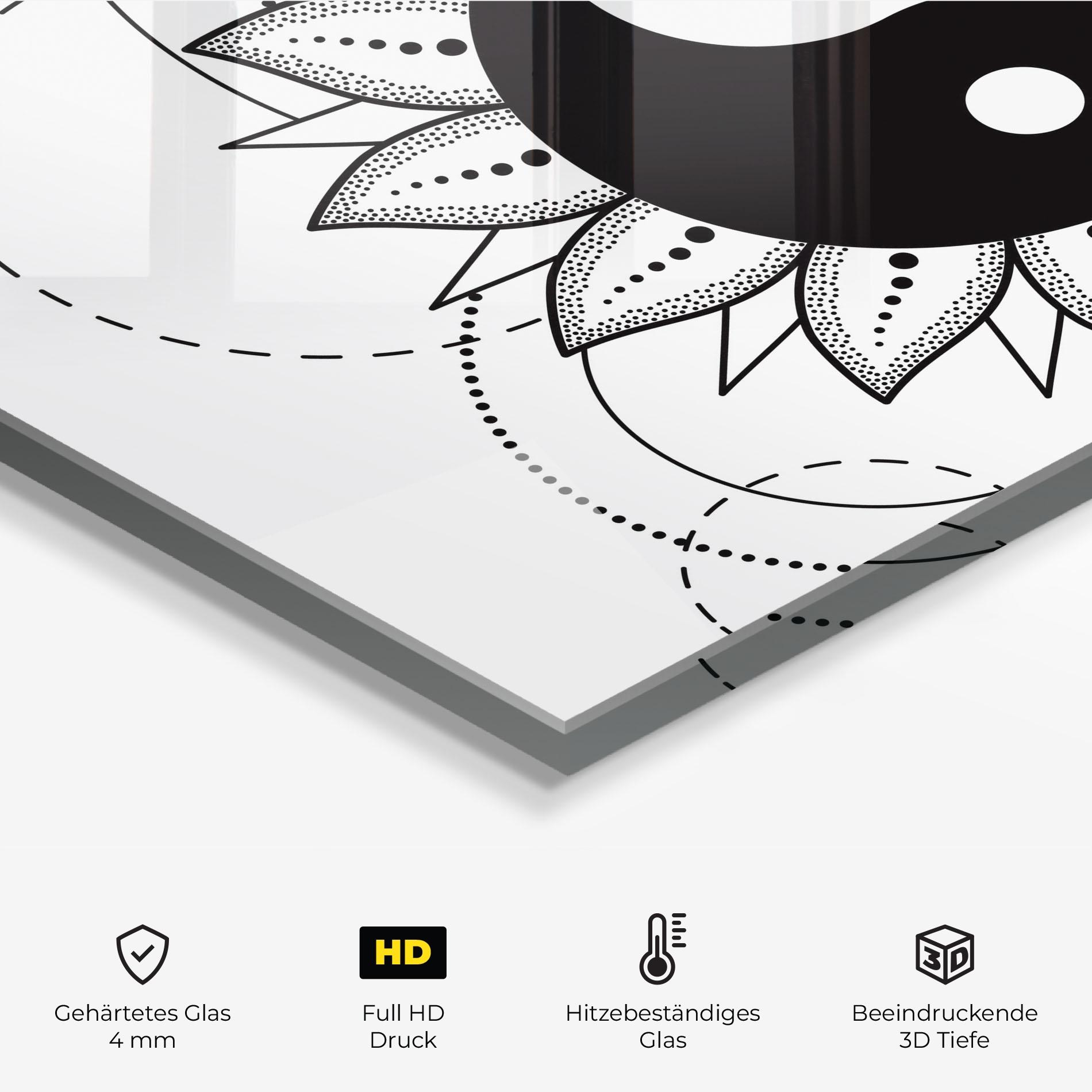 Küchenrückwand Glas Yinyang Art mockup 2