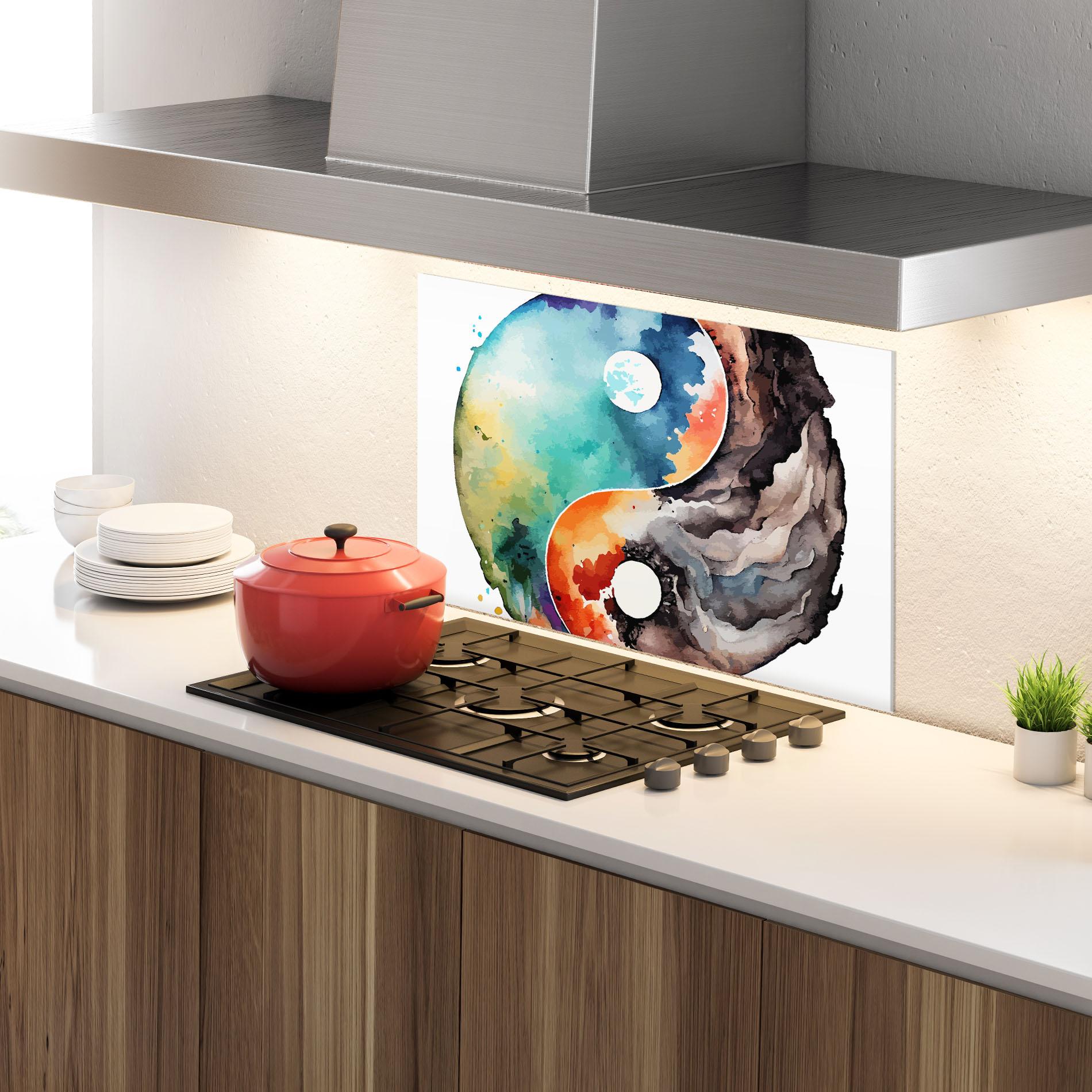 Küchenrückwand Glas Earth Yinyang Art mockup 4