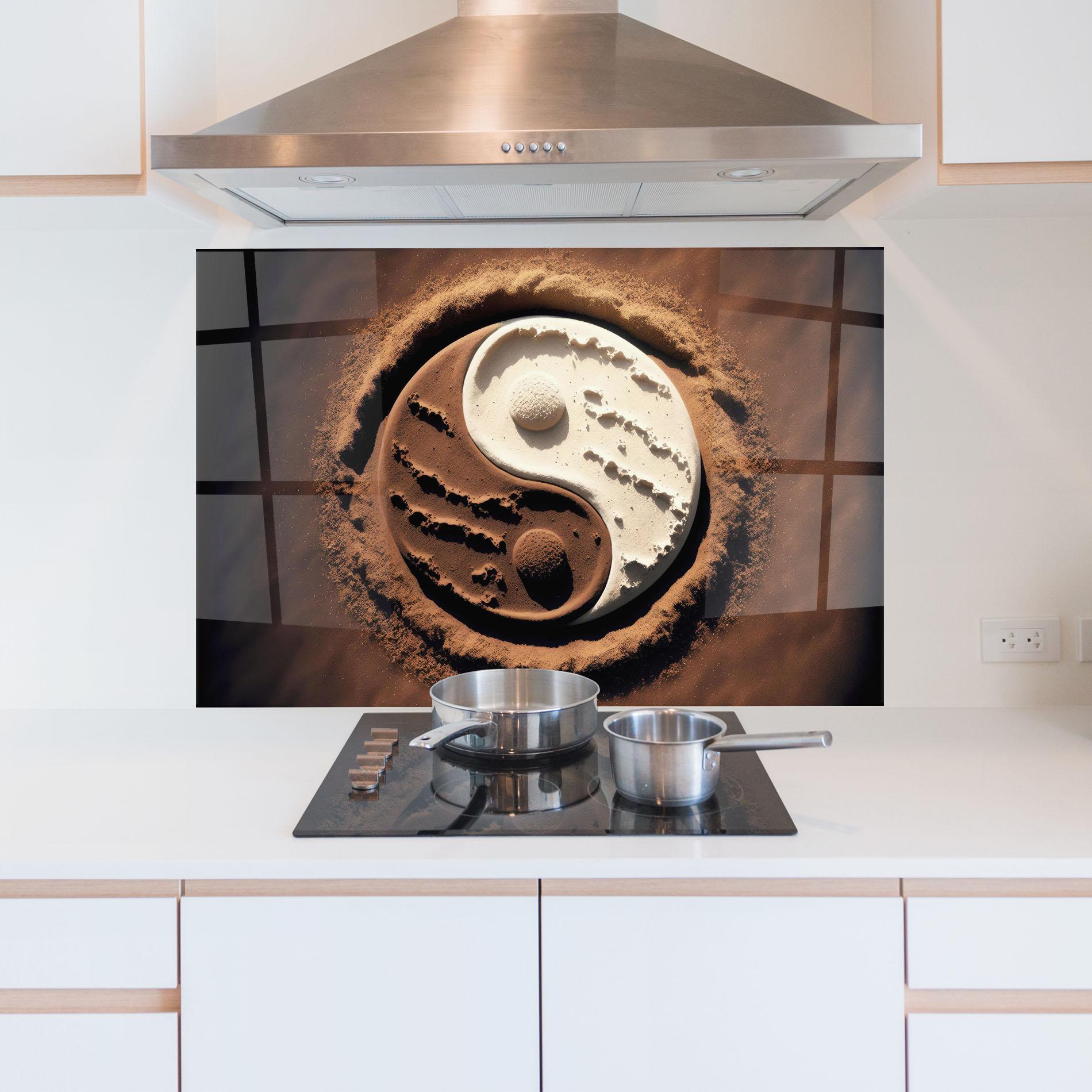Küchenrückwand Glas Earth Yinyang mockup 5