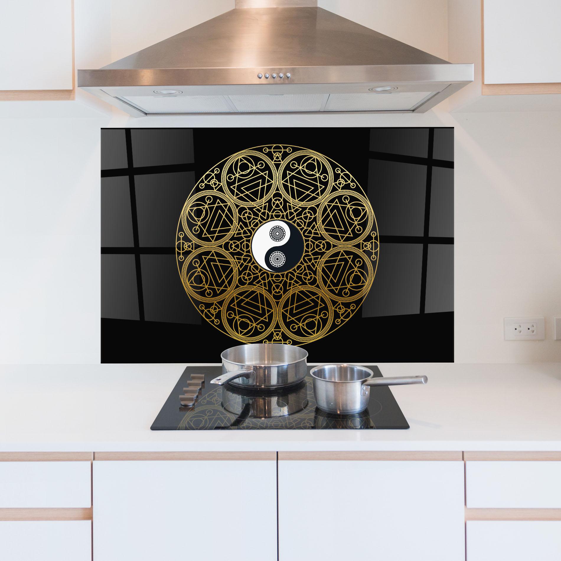 Küchenrückwand Glas Meditation Mandala mockup 5