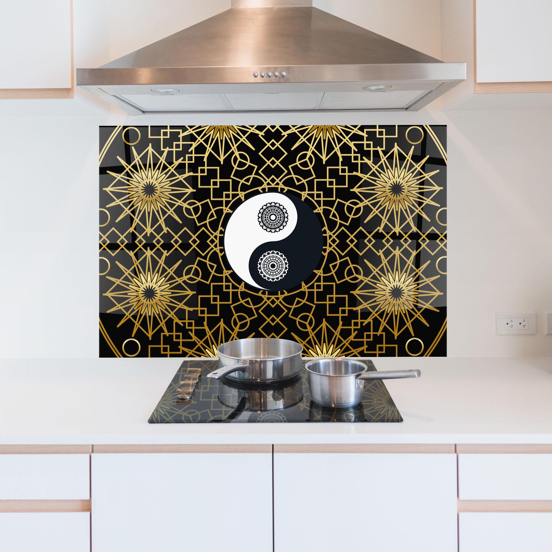 Küchenrückwand Glas Meditation Yin Yang mockup 5