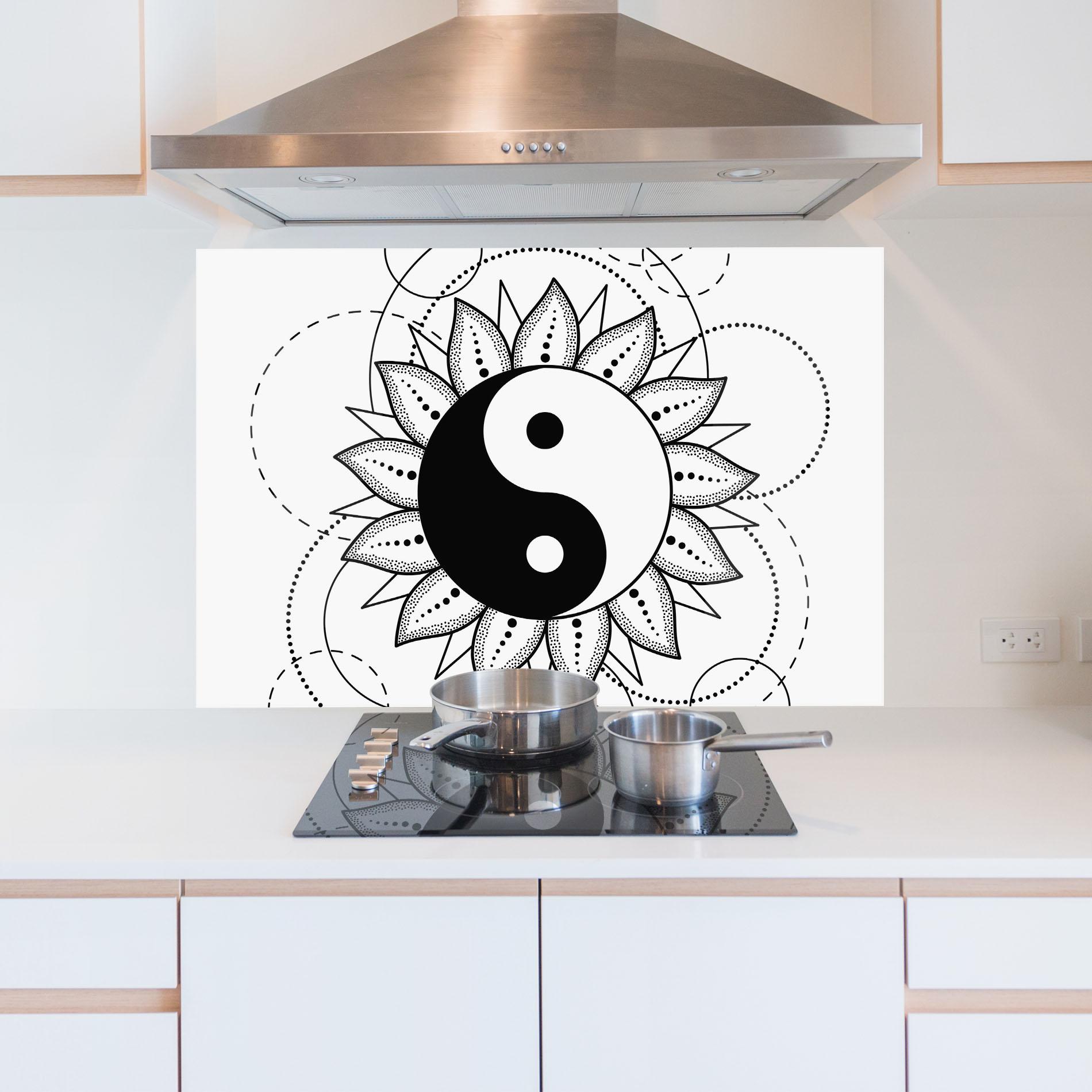 Küchenrückwand Glas Yinyang Art mockup 5