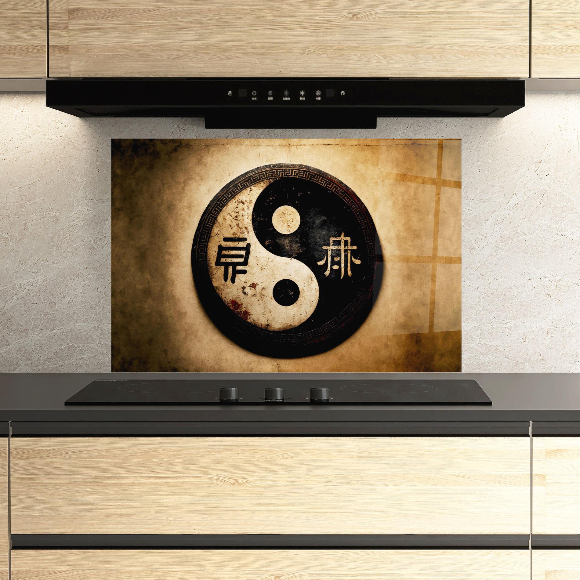 Küchenrückwand Glas Chinese Yinyang mockup 3