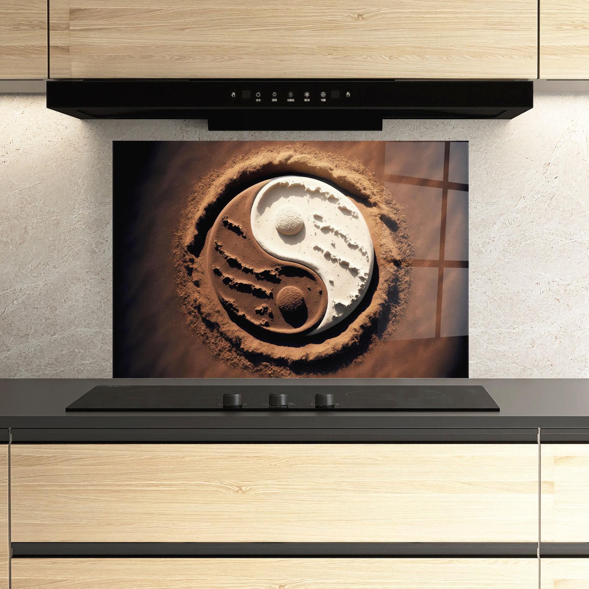 Küchenrückwand Glas Earth Yinyang mockup 3