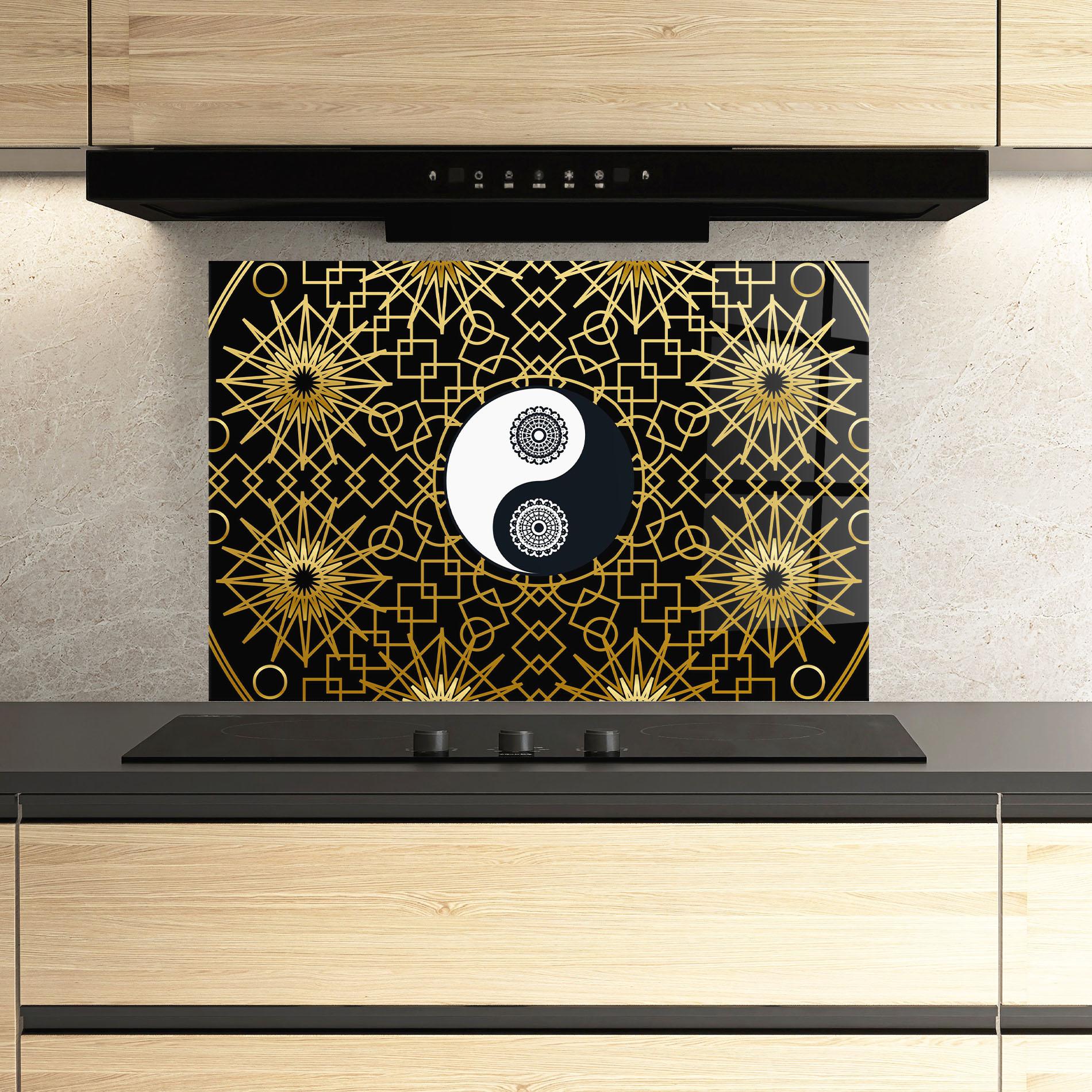 Küchenrückwand Glas Meditation Yin Yang mockup 3