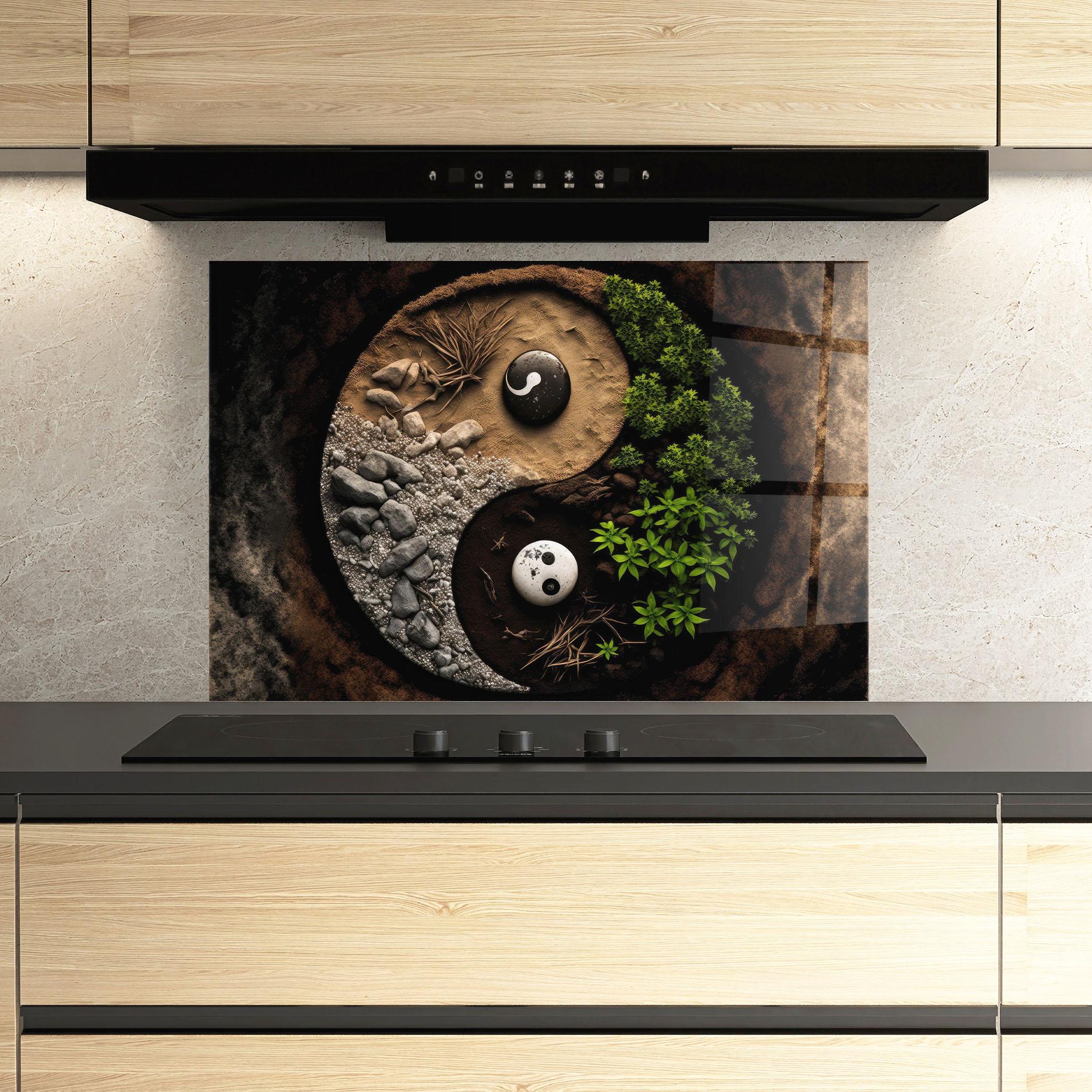 Küchenrückwand Glas Nature Yinyang mockup 3