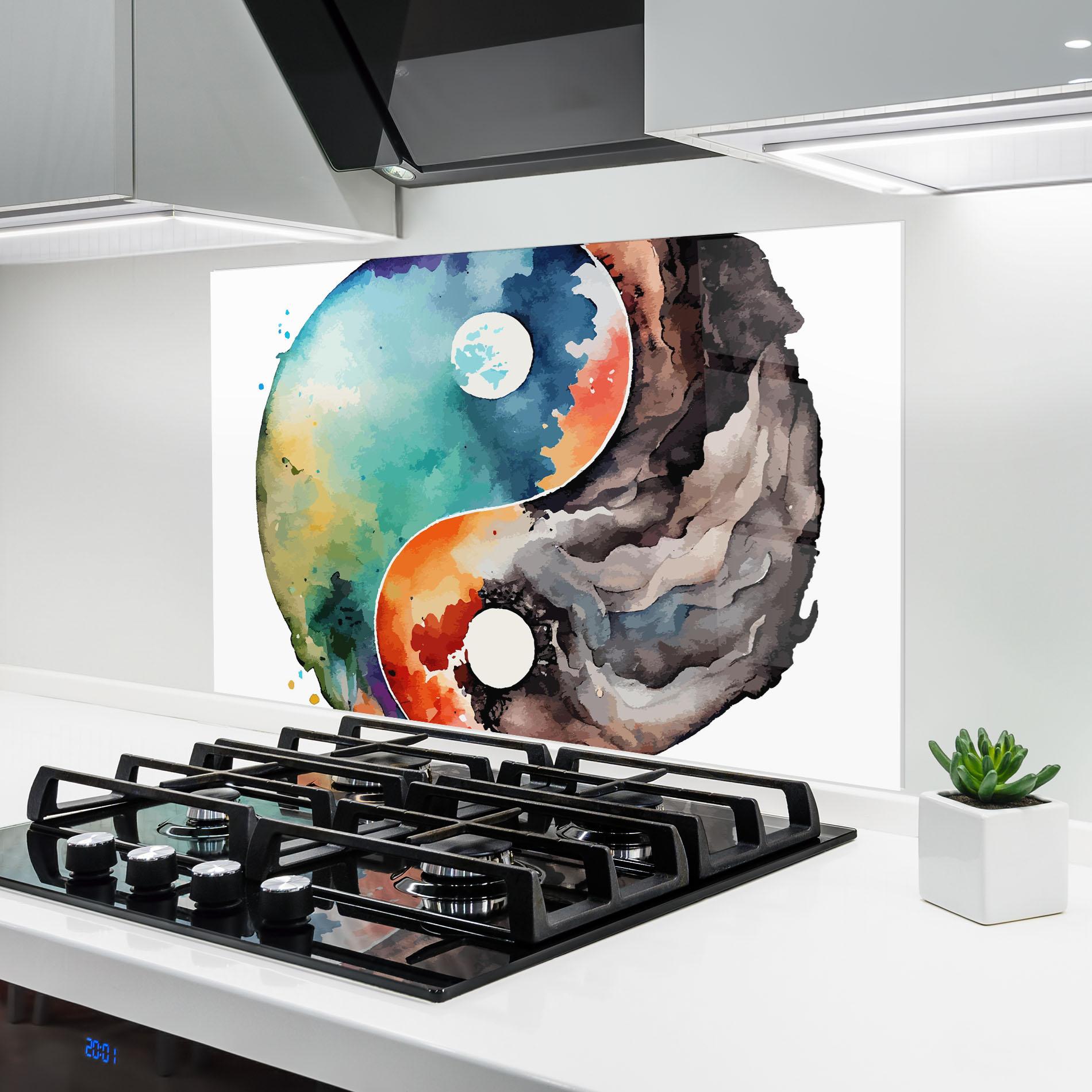 Küchenrückwand Glas Earth Yinyang Art mockup 6