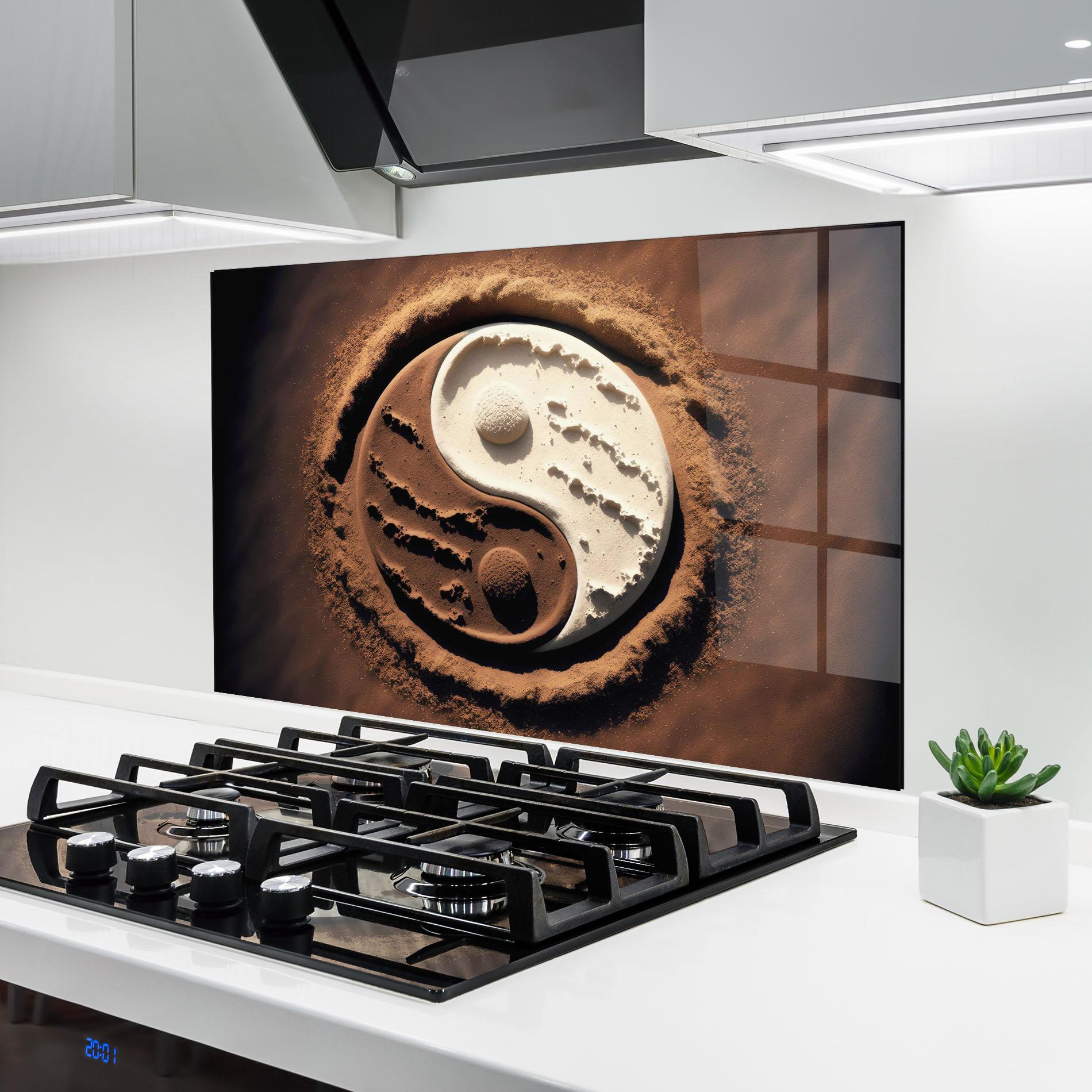 Küchenrückwand Glas Earth Yinyang mockup 6