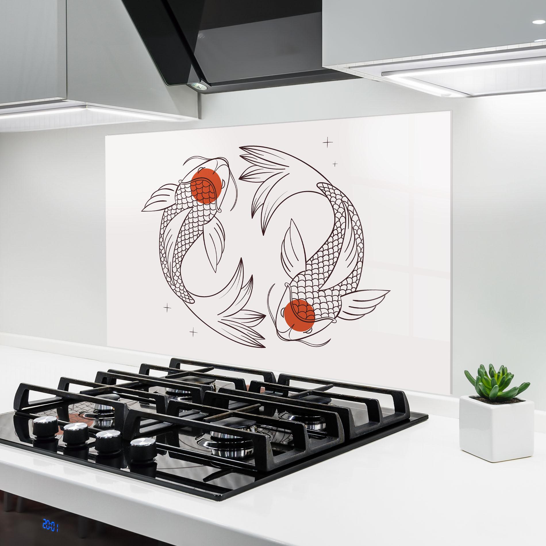 Küchenrückwand Glas Koi Yinyang Art mockup 6
